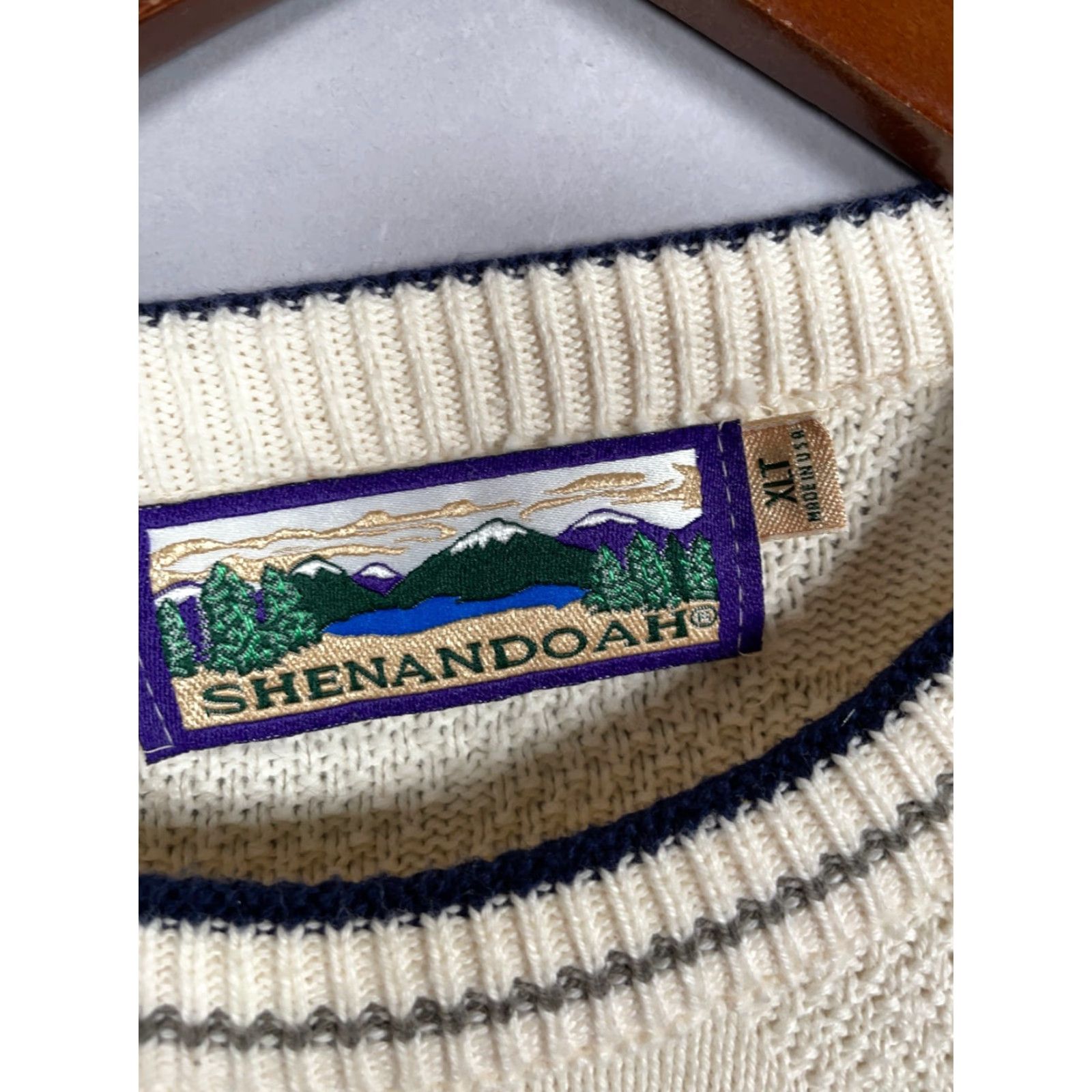 Vintage Vintage Shenandoah Men’s Heavyweight Ivory Cotton Golf Sweater XL Tall 90s Embroidered Knit Pullover Size US XL / EU 56 / 4 - 3 Thumbnail