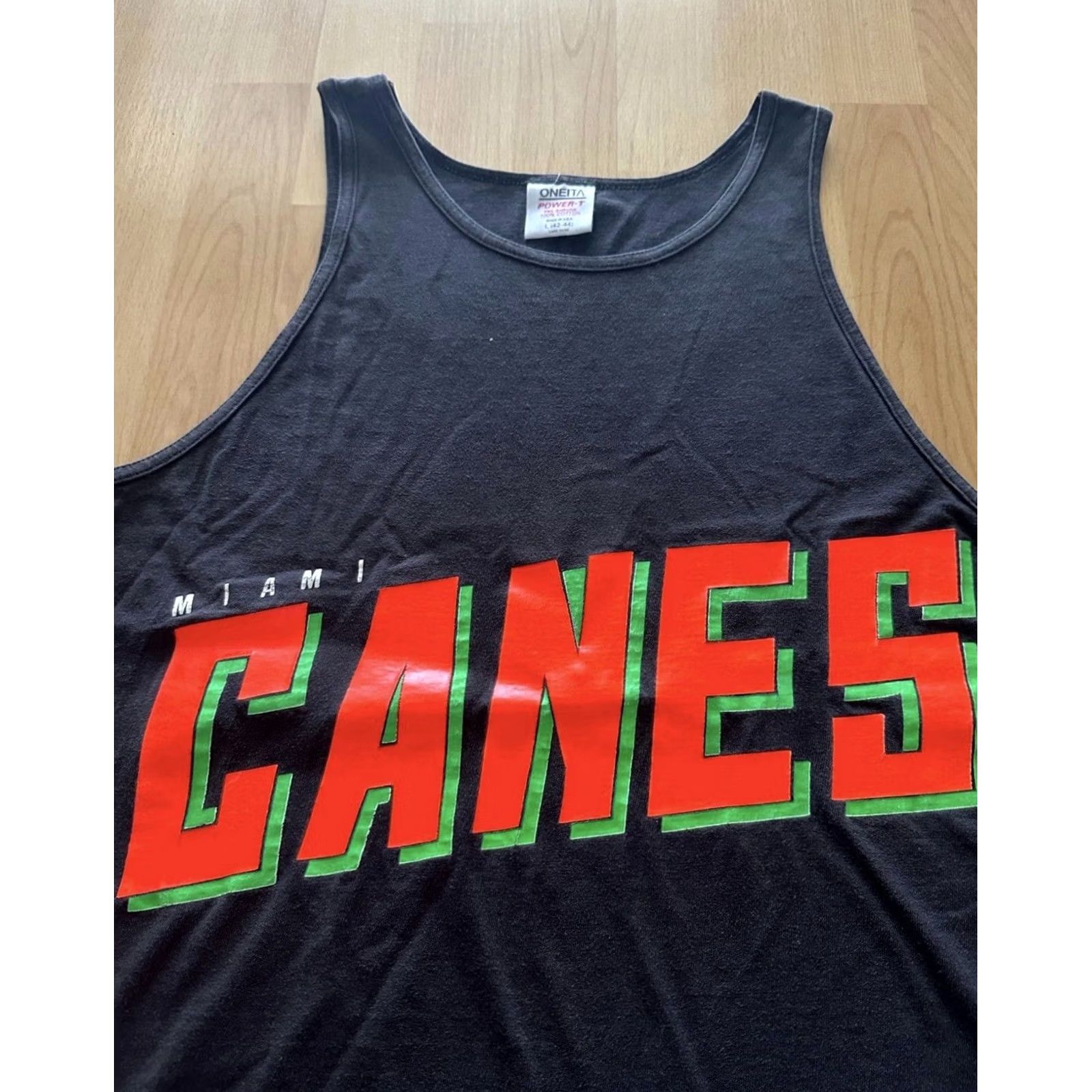Vintage VINTAGE University Of Miami Hurricanes Tank Top Size L Black 90s Made In USA Oneita Size US L / EU 52-54 / 3 - 2 Thumbnail