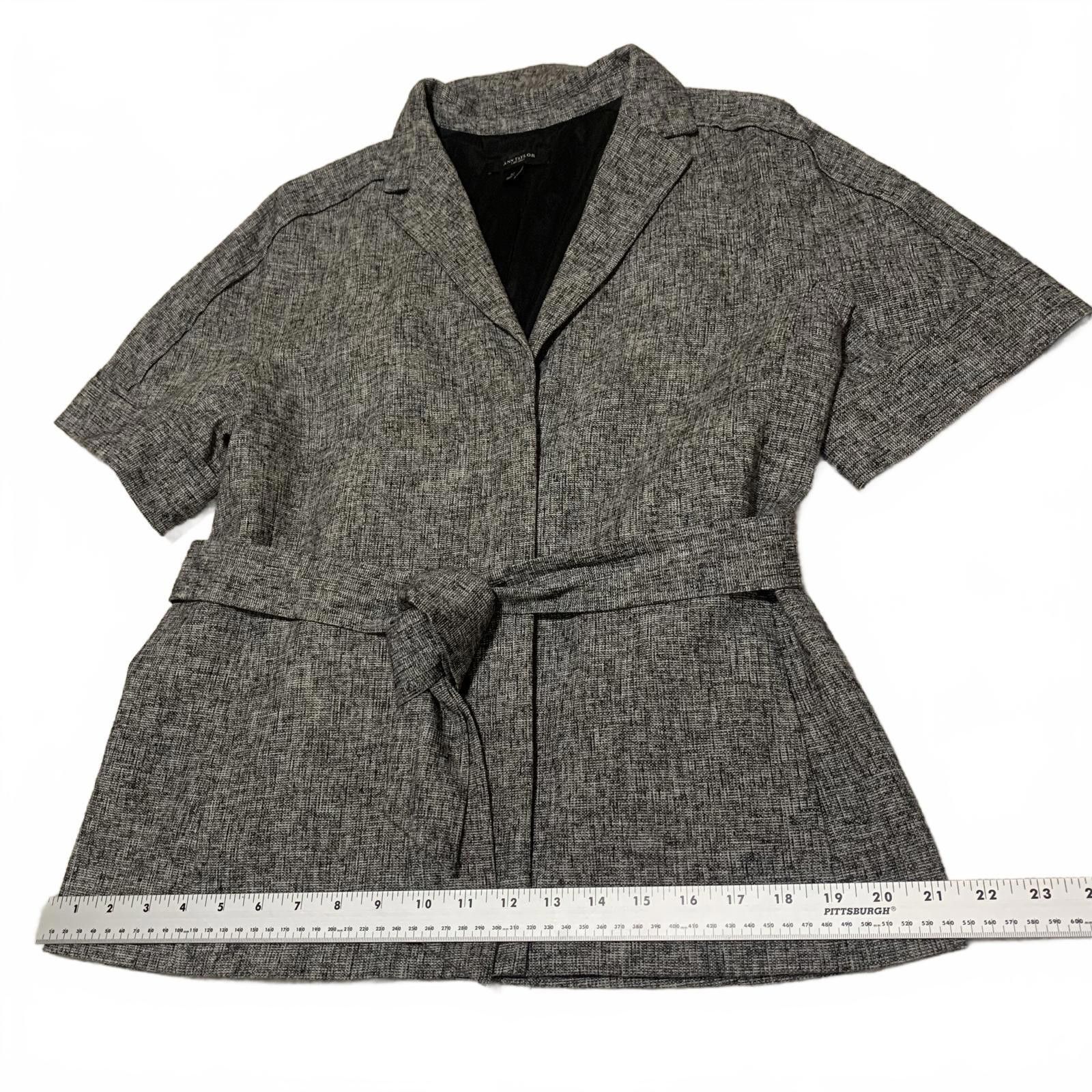Ann Taylor Ann Taylor Women's Size 12 Gray Short Sleeve Belted Blazer Size XL / US 12-14 / IT 48-50 - 10 Thumbnail