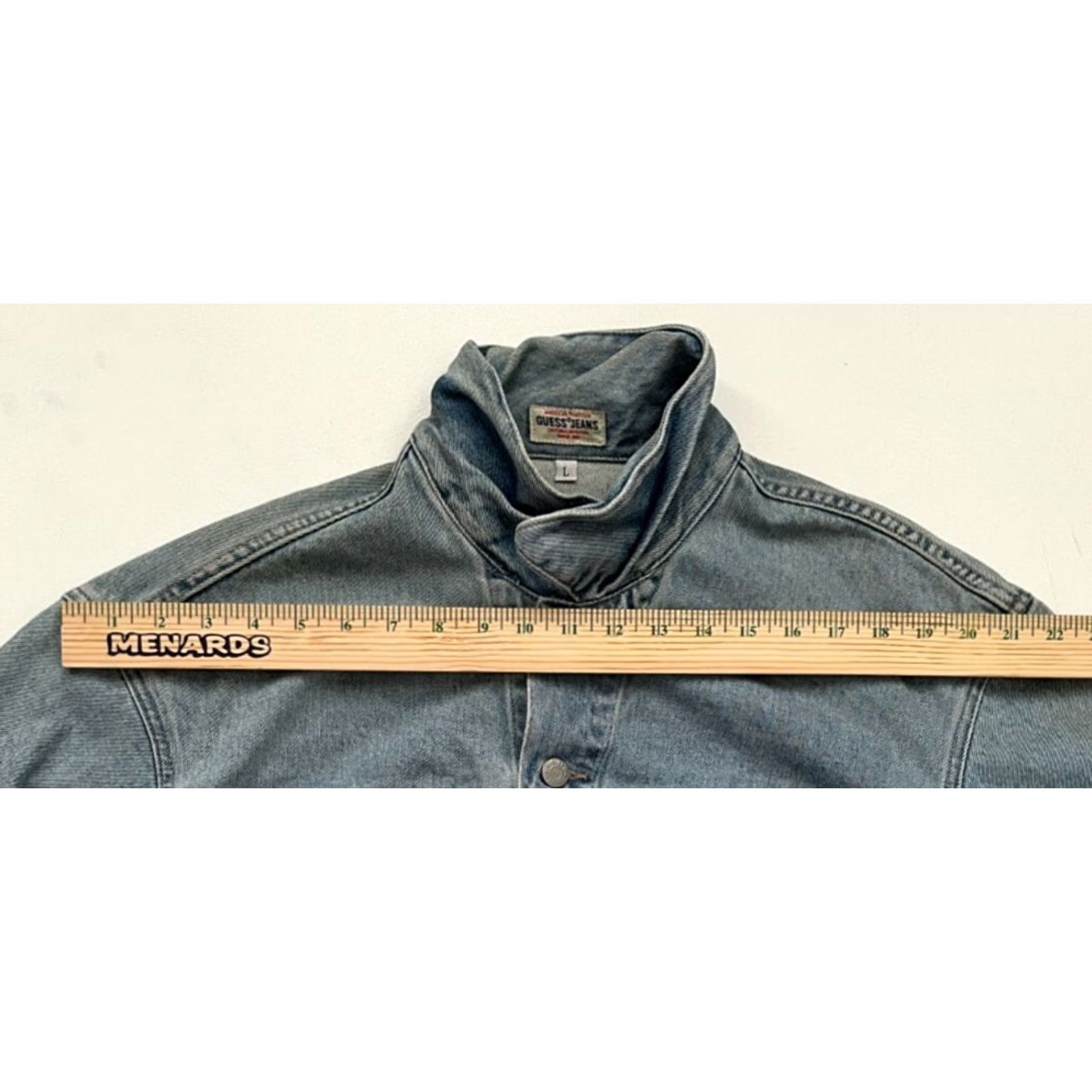 Guess VINTAGE Guess Jeans Denim Trucker Jacket Woman's Jeans USA Made in USA Sz L Blue 90s Signature Denim Trucker Jacket Womens Size 36" / US 14 / IT 50 - 7 Thumbnail