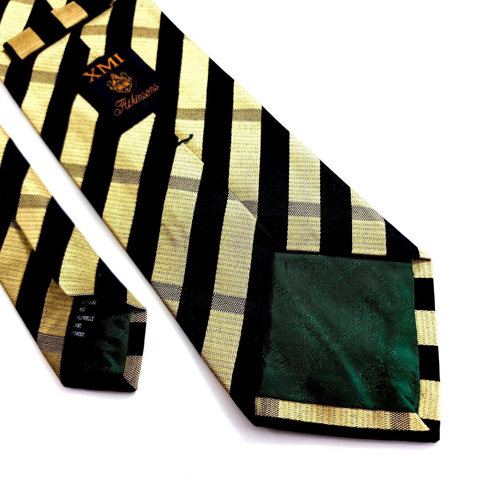 XMI Platinum XMI Atkinsons Black Yellow Striped Plaid Woven Wide Wool Sil Size ONE SIZE - 5 Thumbnail