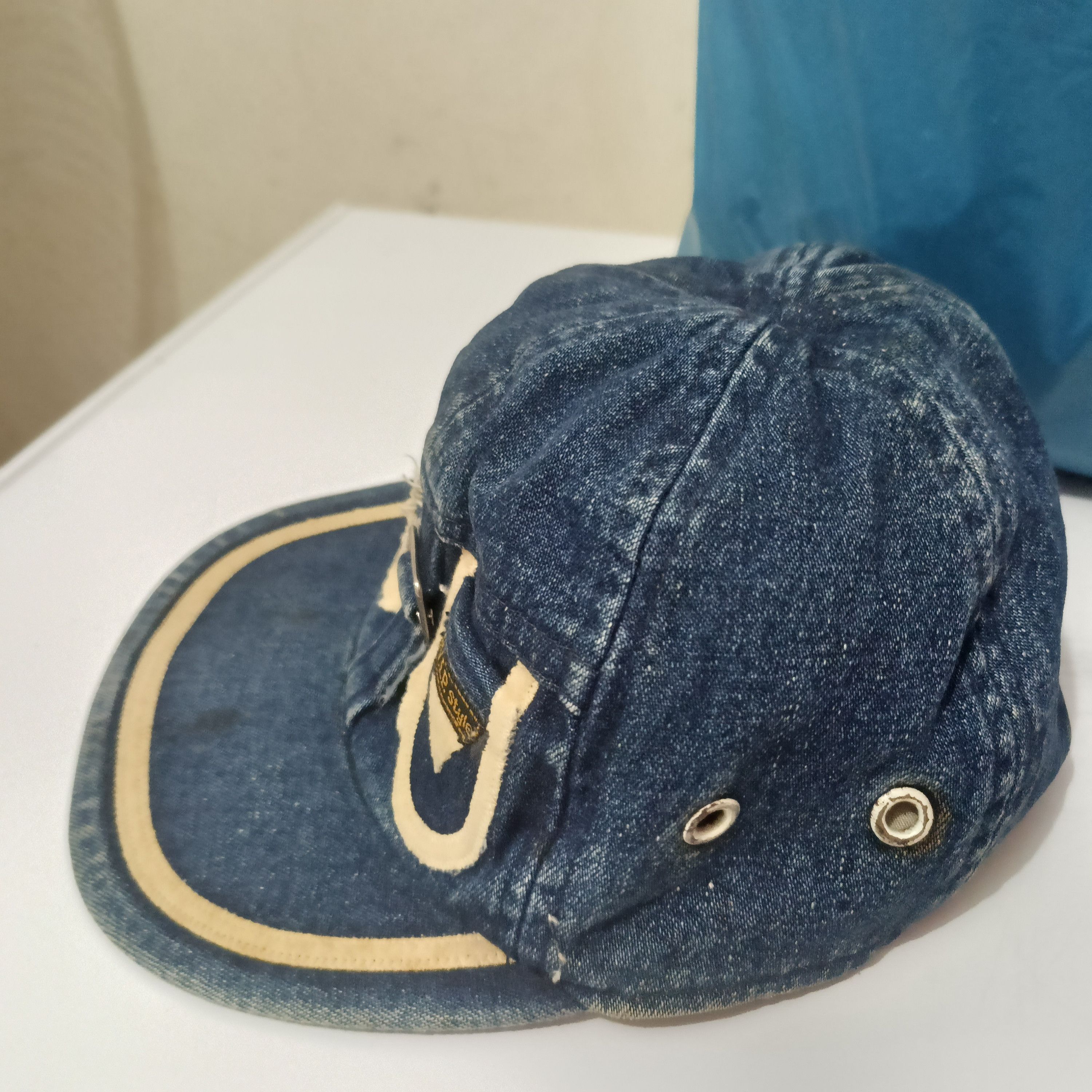 Japanese Brand × Vintage Japanese cap V.I.P. Style denim rare design distressed cap Size ONE SIZE - 4 Thumbnail