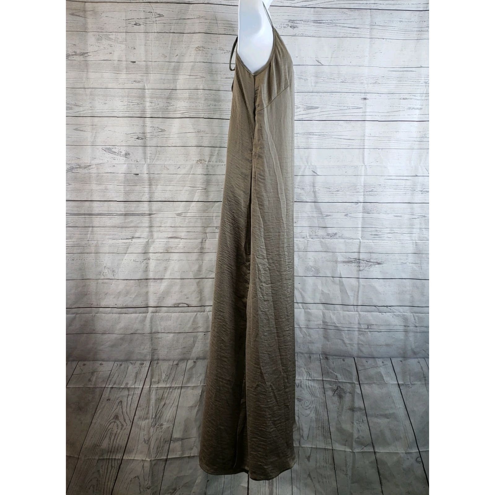Vintage Achro Maxi Dress Women's Sz Medium Solid Taupe Sleeveless Lace Up Back Size M / US 6-8 / IT 42-44 - 4 Thumbnail