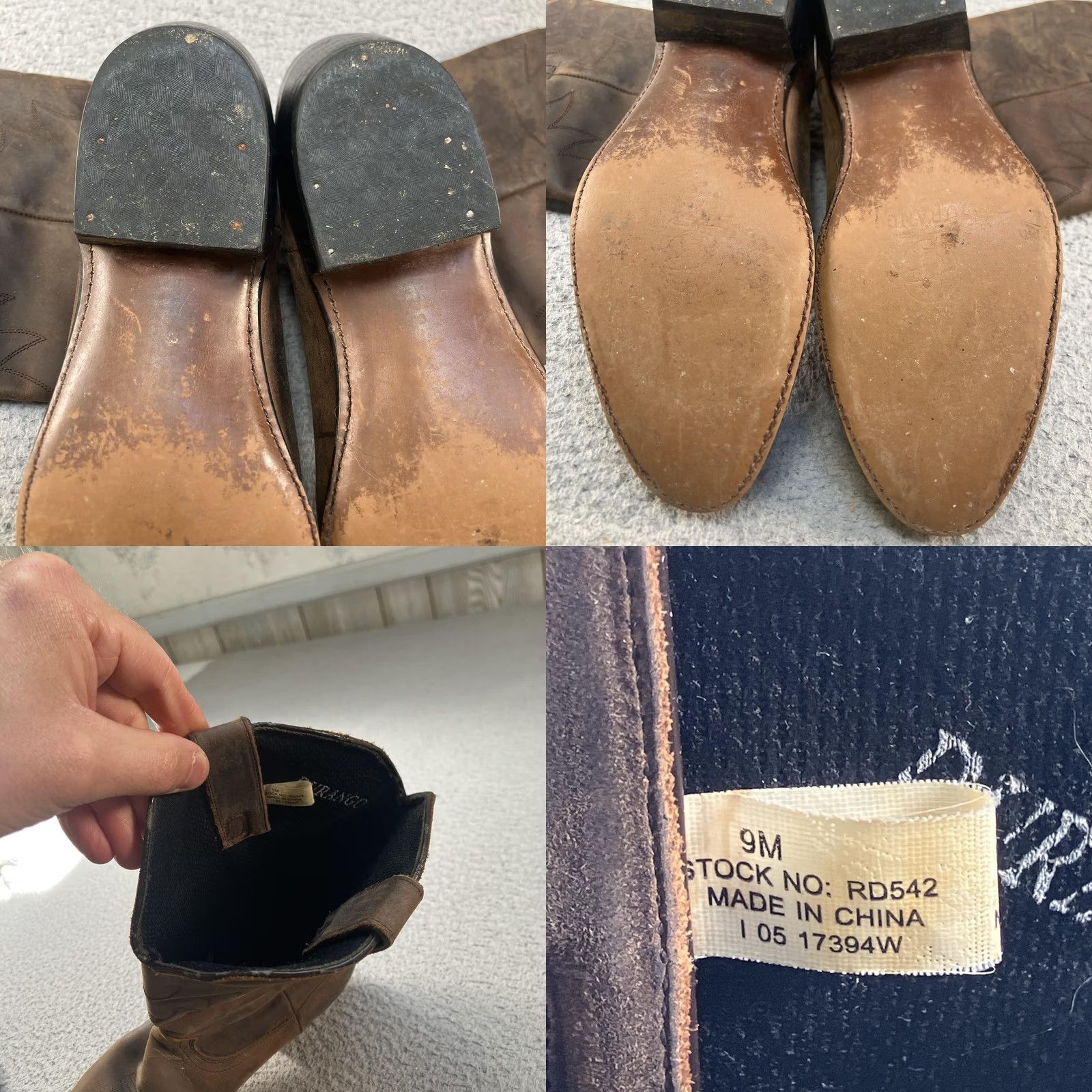 Durango Durango Mens Western Boots 9M Brown Leather RD542 Pointed Toe Mid-Calf Pull On Embroidered Shaft VINTAGE? No Size US 9 / EU 42 - 9 Thumbnail