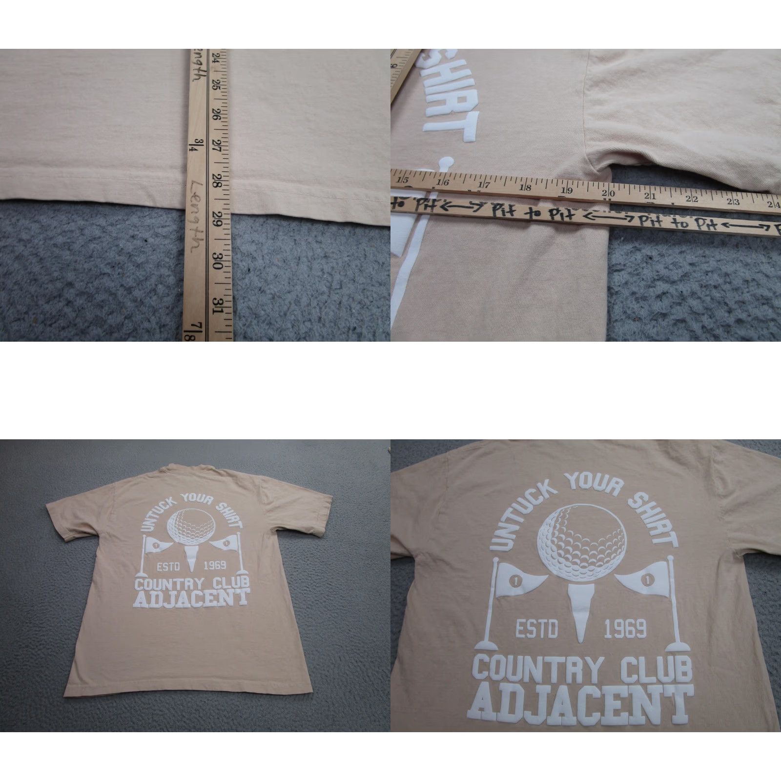 Vintage Country Club Adjacent Shirt Mens Medium Tan Golf Graphic Untuck Tee Made USA Size US M / EU 48-50 / 2 - 8 Thumbnail