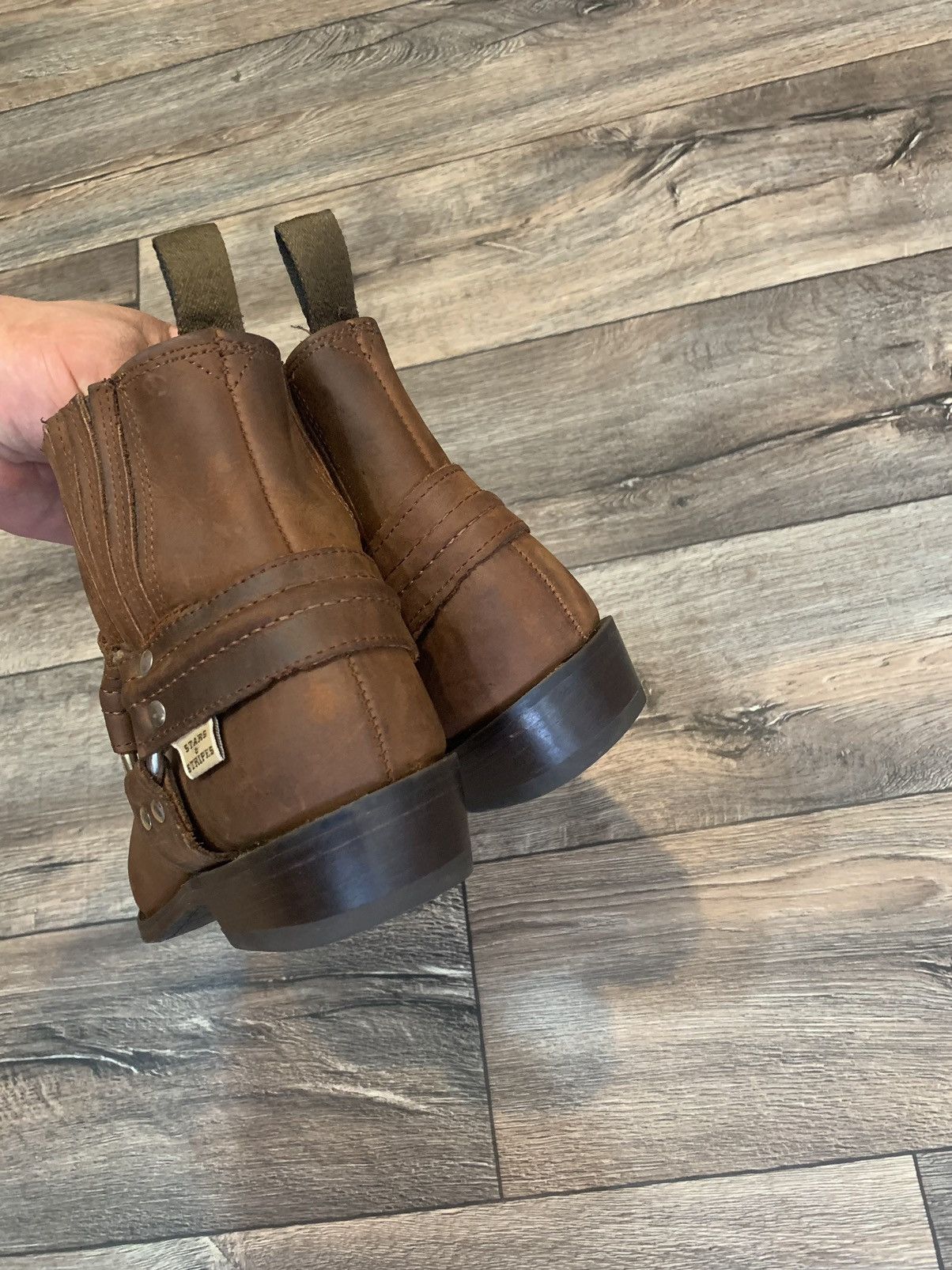 Cowboy Equipment × Stars & Stripes Stars & Stripes Brown Leather Biker Western Cowboy Boots Size US 7.5 / EU 40-41 - 6 Thumbnail