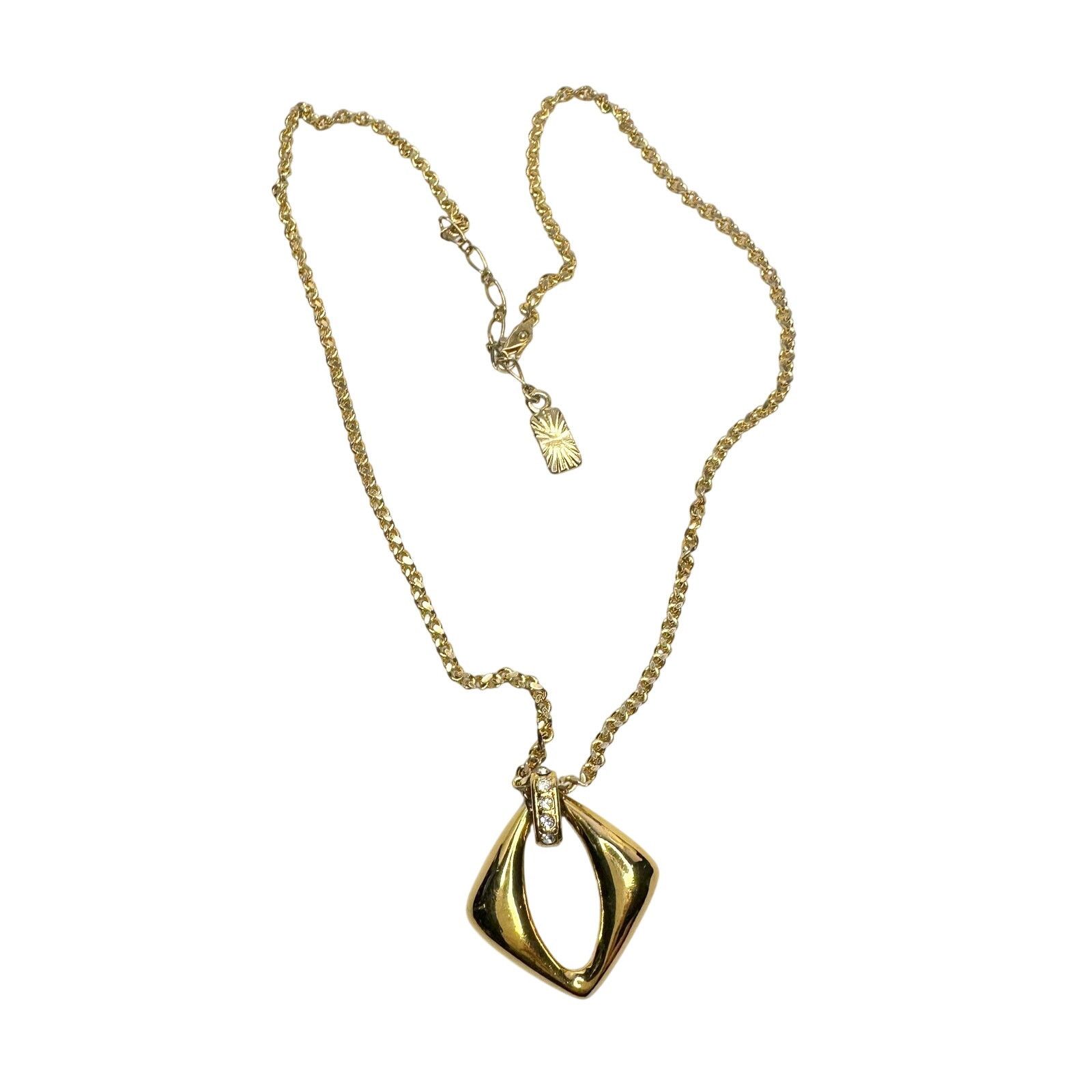 Yves Saint Laurent Yves Saint Laurent (YSL) Gold-Plated Necklace w Rhinestones Size ONE SIZE - 11 Thumbnail
