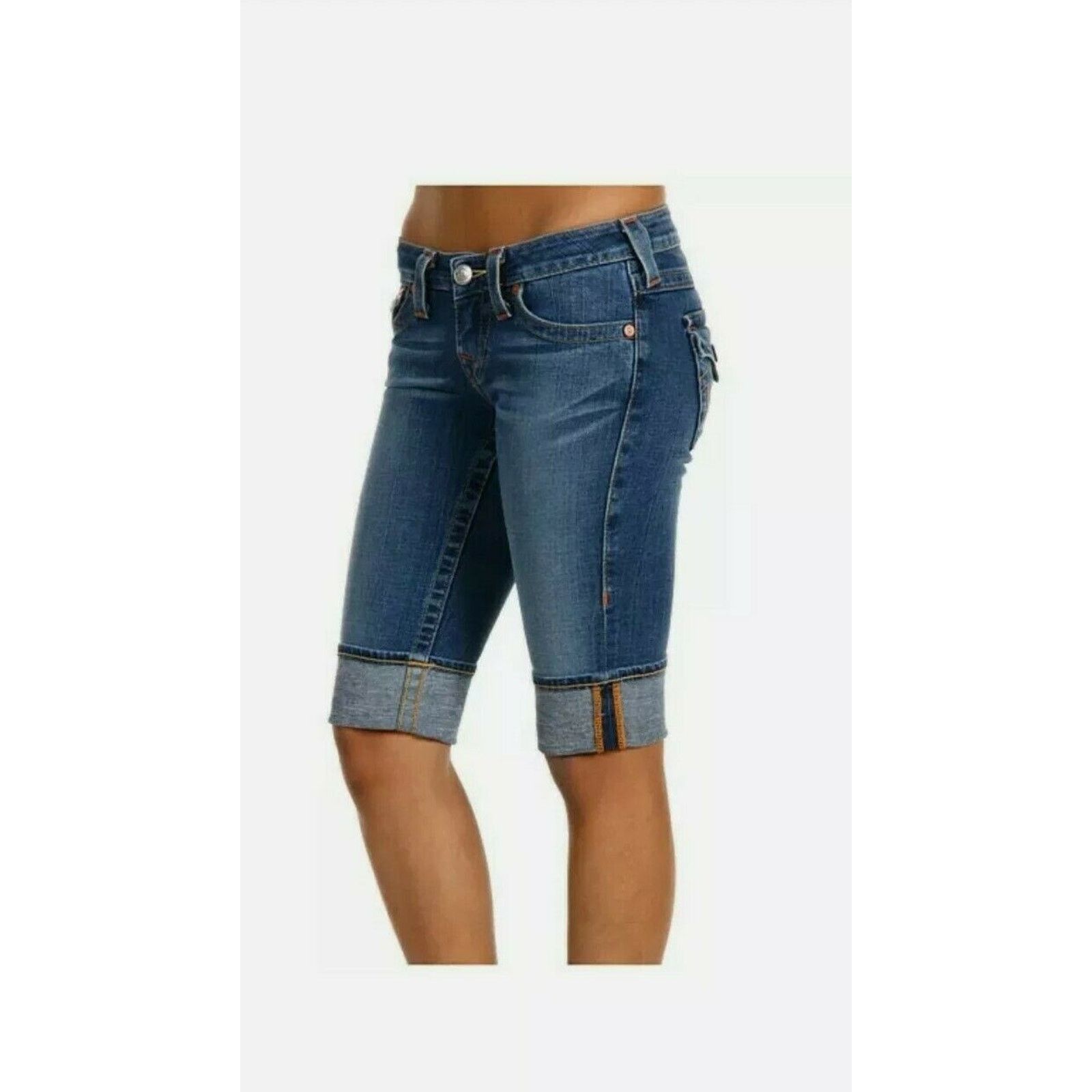 True Religion TRUE RELIGION Original Sophie Cuffed Embroidered Short Jeans Size 25" / US 0 / IT 36 - 2 Thumbnail