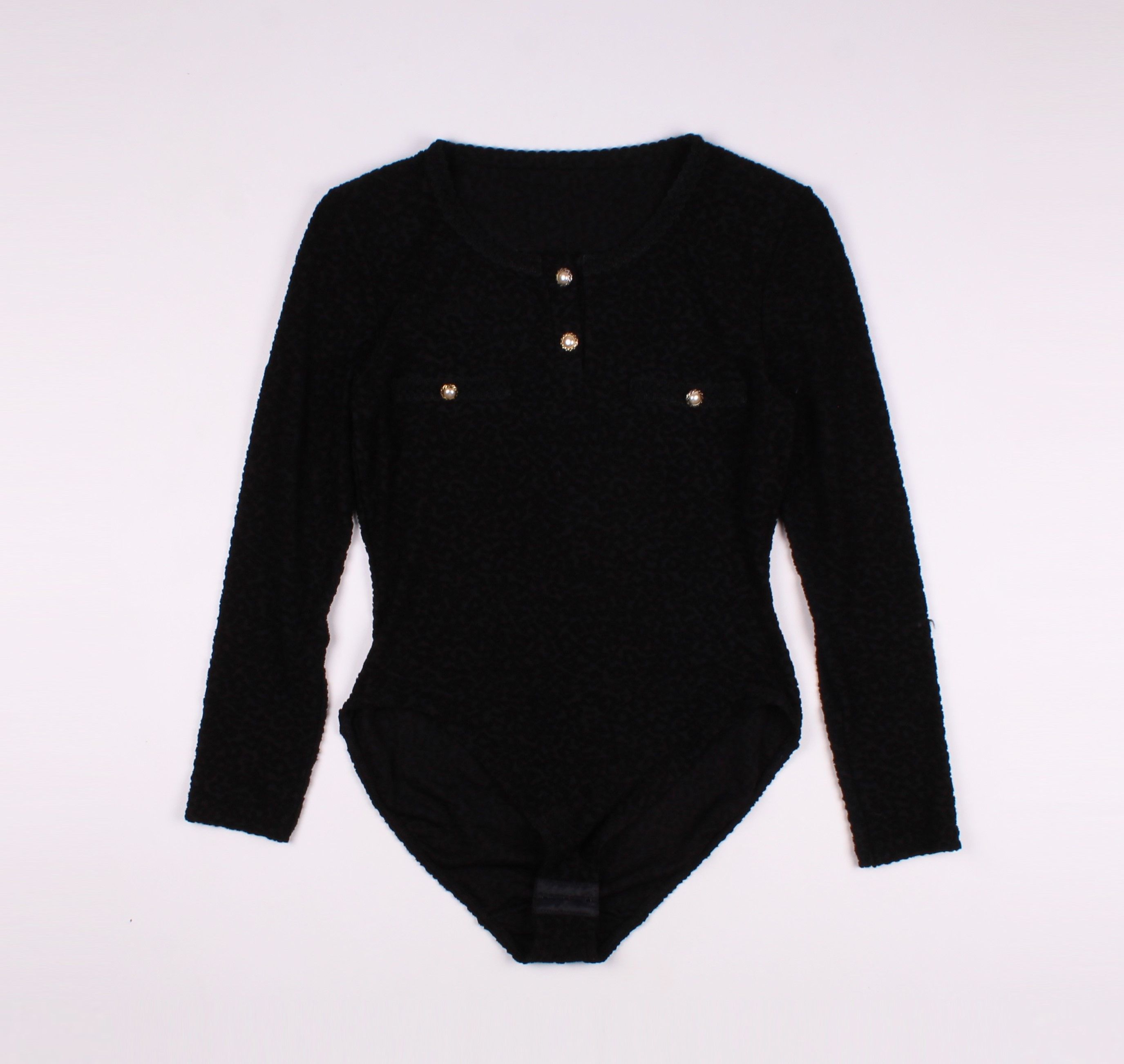 Vintage Vintage Les Swity Glam Black Long Sleeve Bodysuit Size M / US 6-8 / IT 42-44 - 4 Thumbnail