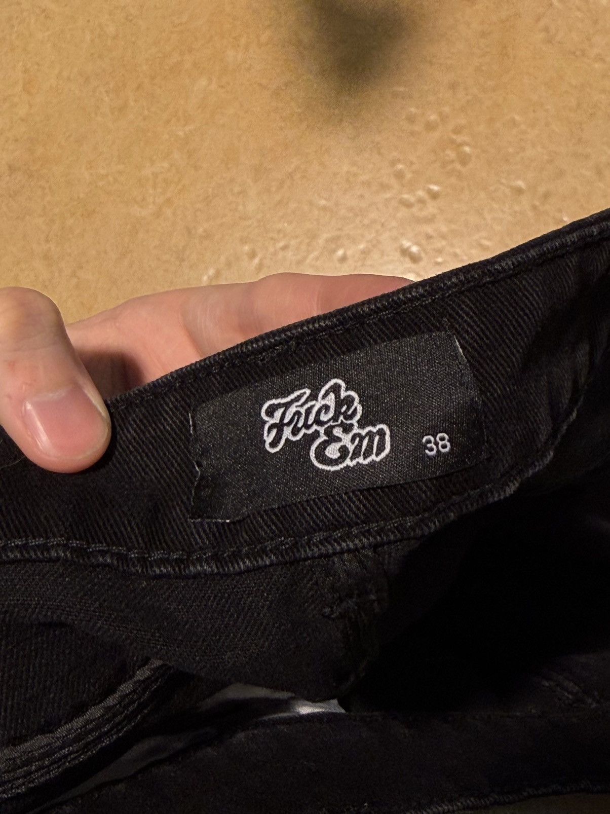 Other Fuck EM Shorts Black Denim Leather Patch Size (38) Size US 38 / EU 54 - 8 Thumbnail