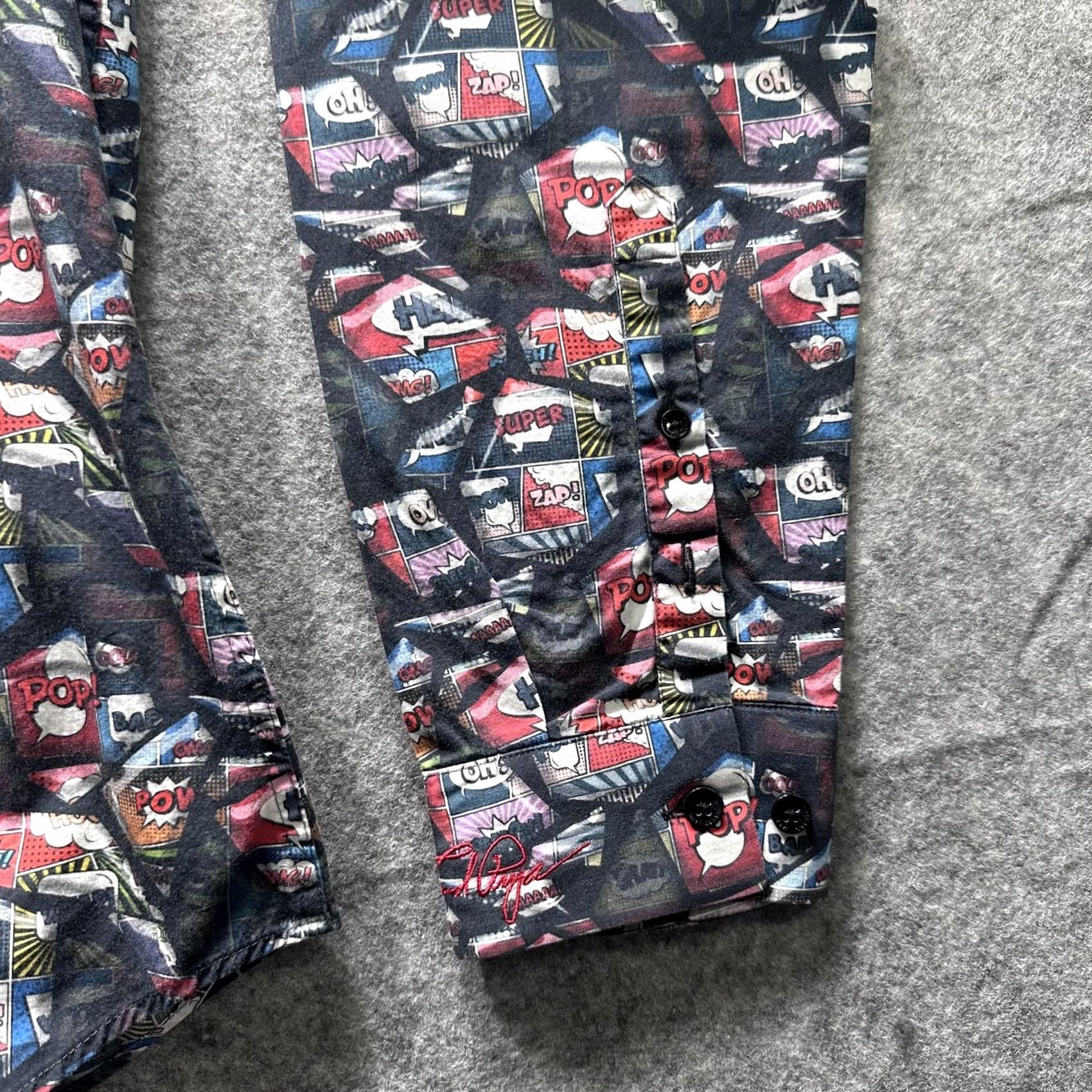 Jared Lang Jared Lang Shirt Mens L Black Comic Book Graphic Button Up Long Sleeve Size US L / EU 52-54 / 3 - 3 Thumbnail