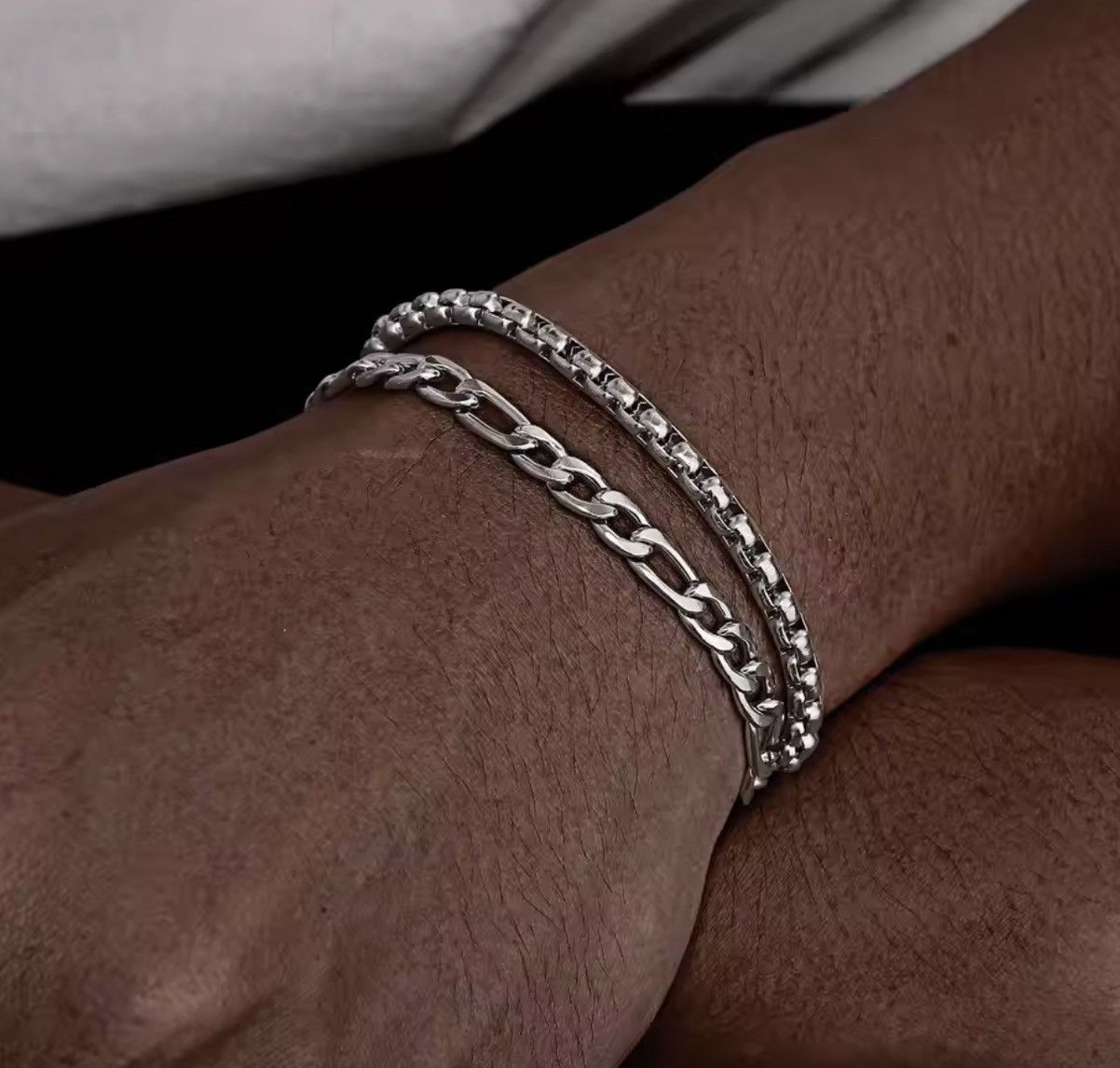 Japanese Brand 21 cm 2pcs/set Men's Chain Bracelets Size ONE SIZE - 2 Thumbnail