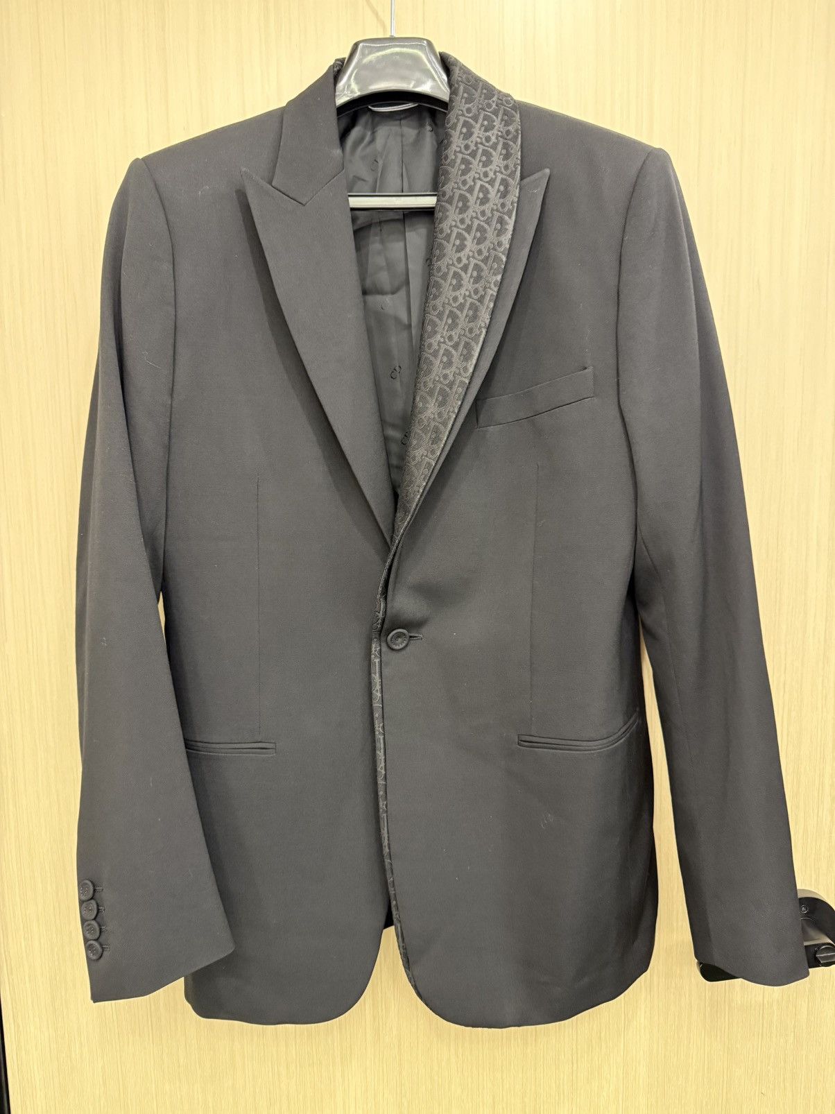 Dior Dior asymmetrical oblique collar black wool blazer jacket 48 Size 48R - 2 Thumbnail