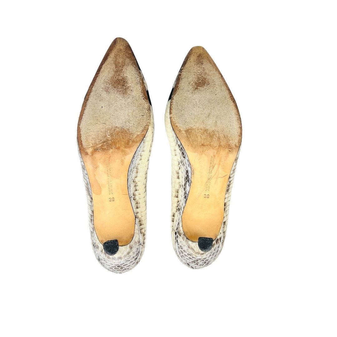 Manolo Blahnik Manolo Blahnik Python Snakeskin Suede Pumps Pointed Toe 39 Size US 9 / IT 39 - 4 Thumbnail