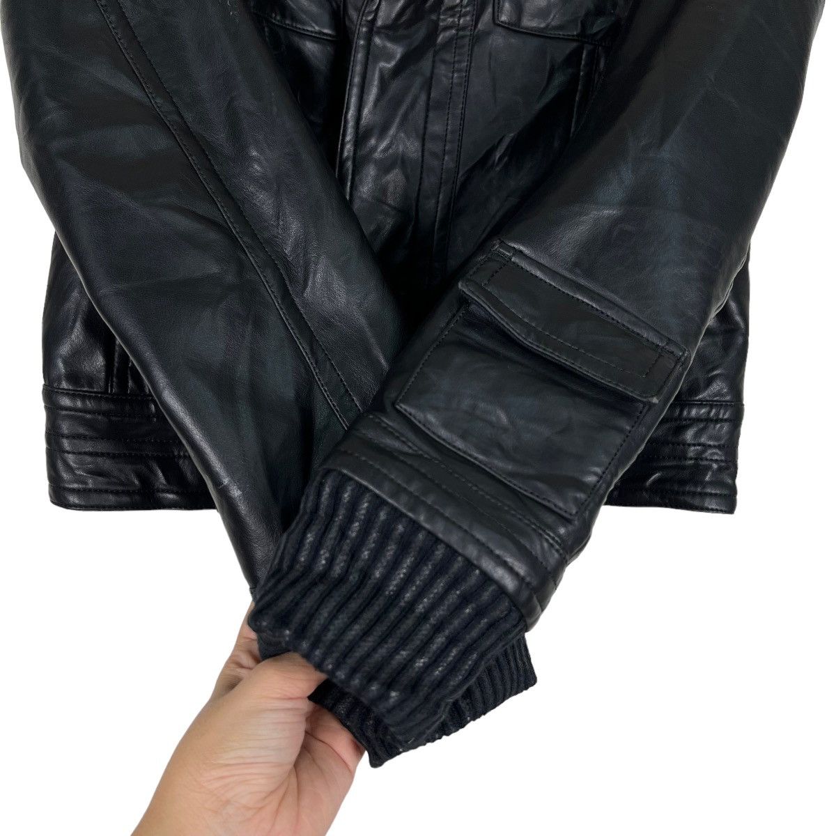 Le Grande Bleu (L.G.B.) 🔥 UNTITLED MEN CARGO LEATHER JACKET Size US M / EU 48-50 / 2 - 13 Thumbnail