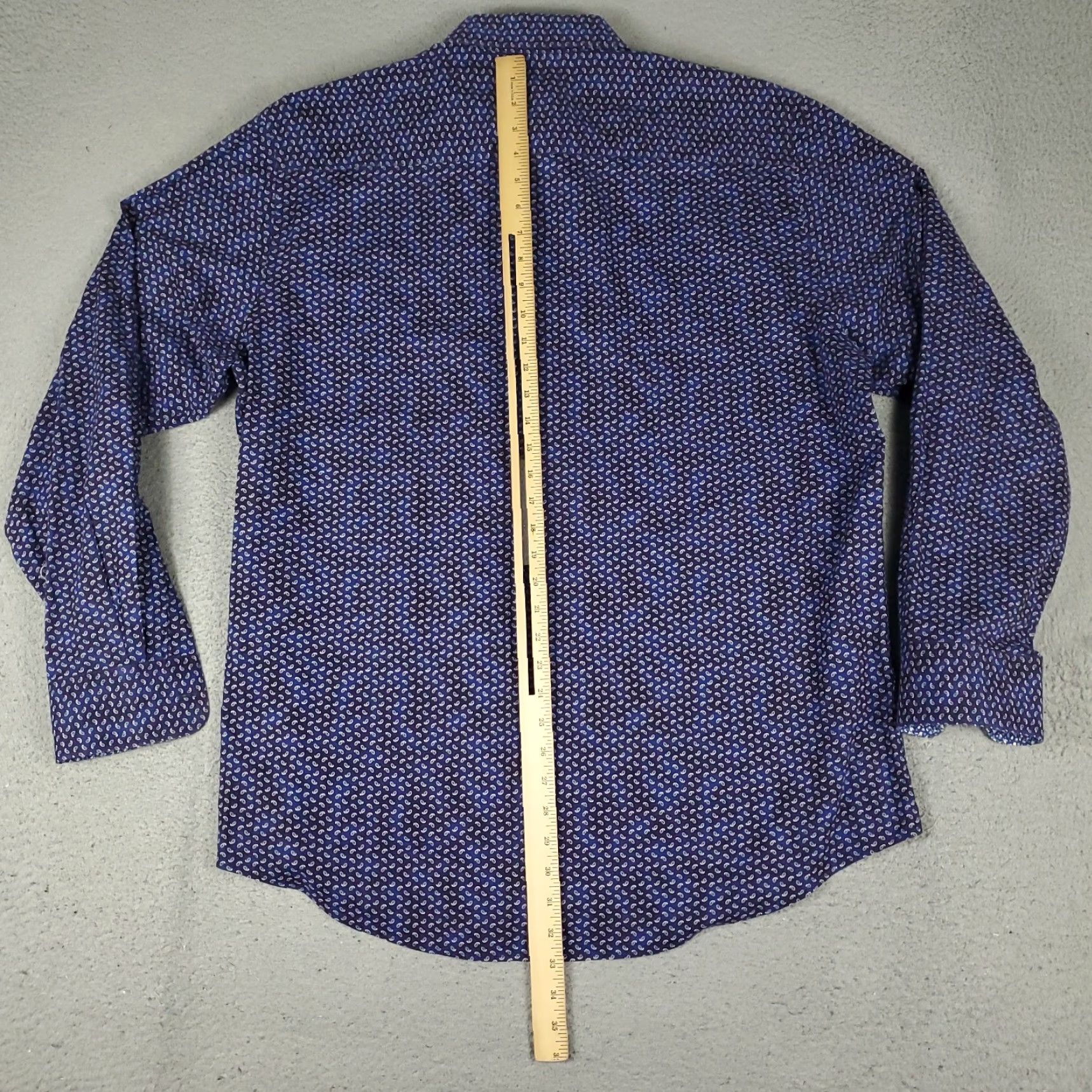 BUGATCHI Bugatchi Shirt Mens XL Blue Micro Paisley Classic Fit Button Up Long Sleeve Size US XL / EU 56 / 4 - 3 Thumbnail
