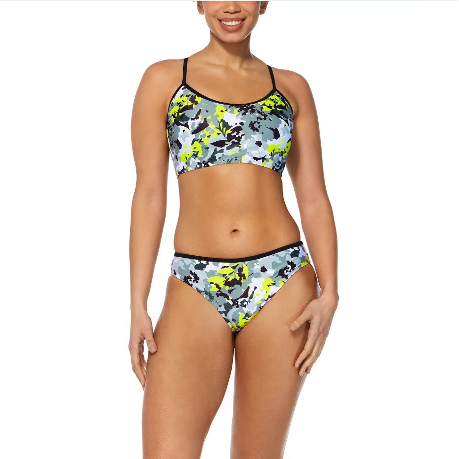 Reebok Women Pixel Printed Bikini Top/Bottoms Swimsuit XL