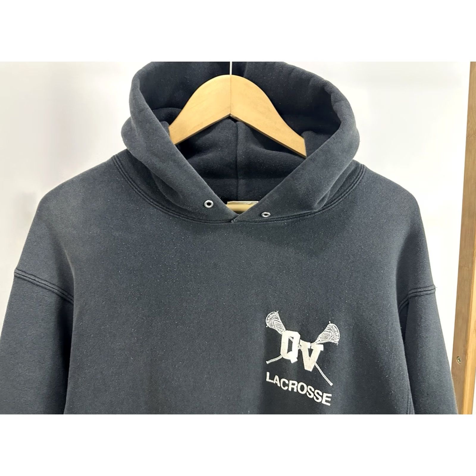 Lee VTG 90s Lacrosse Crosse Stick Faded Worn Thick Reverse Weave Hoodie XL Mens Black Pullover LTD Logo? Size US XL / EU 56 / 4 - 4 Thumbnail