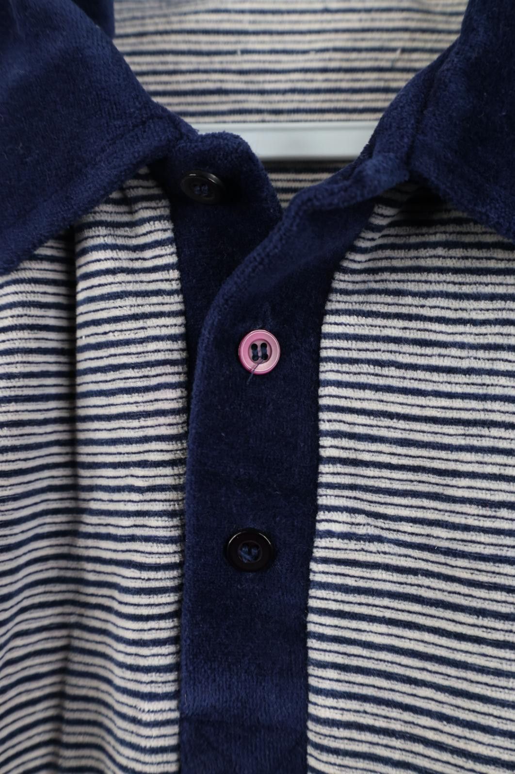 Vintage Vintage 70s Streetwear Velour Striped Long Sleeve Polo Shirt Size US M / EU 48-50 / 2 - 4 Thumbnail