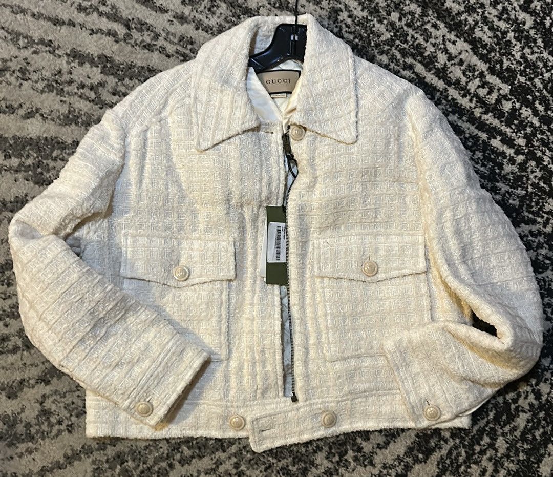 Gucci Gucci Window Tweed Bomber Jacket Ivory size IT 44 721995 Size M / US 6-8 / IT 42-44 - 3 Thumbnail