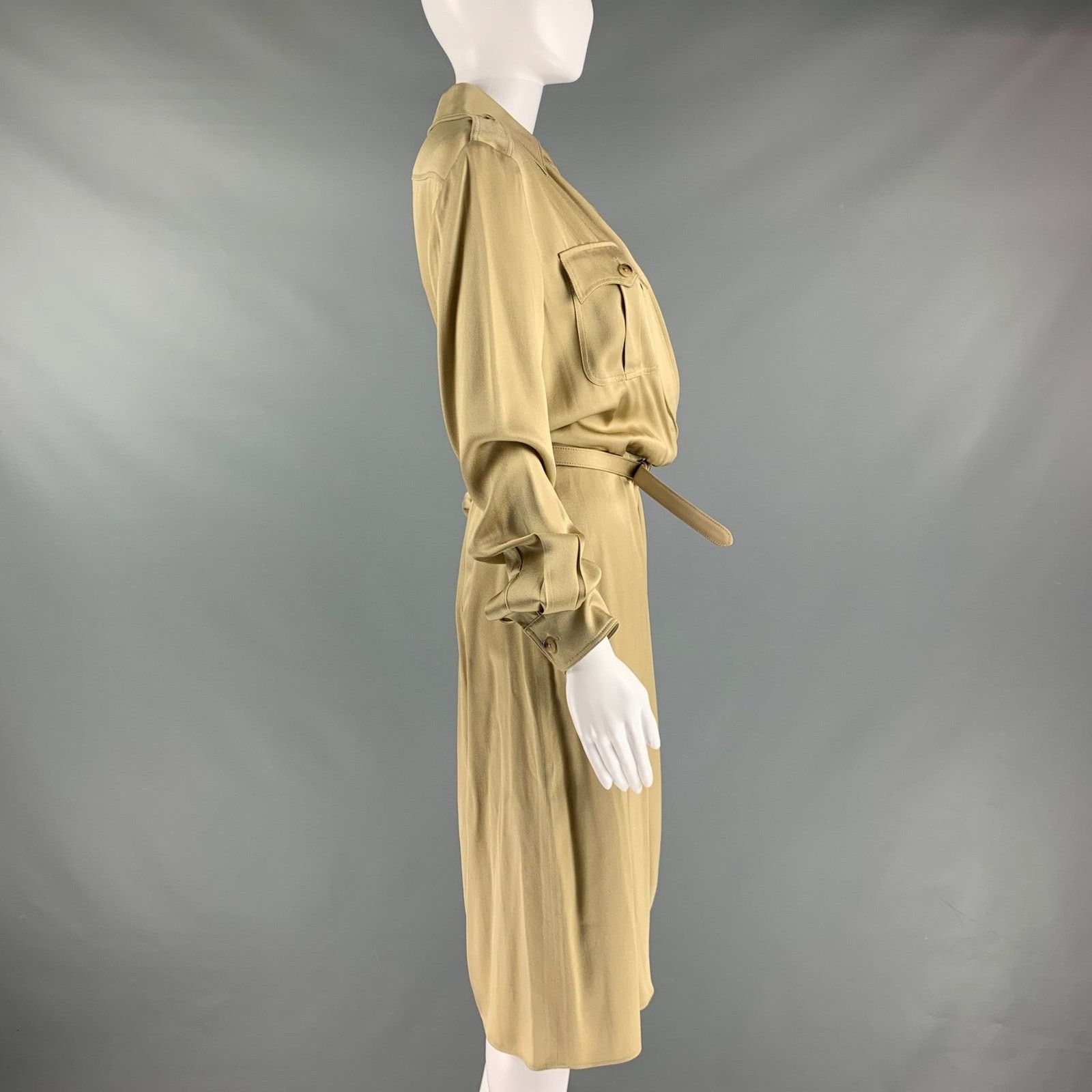 Ralph Lauren RALPH LAUREN Size 8 Gold Viscose Acetate Faux wrap Dress Size M / US 6-8 / IT 42-44 - 3 Thumbnail