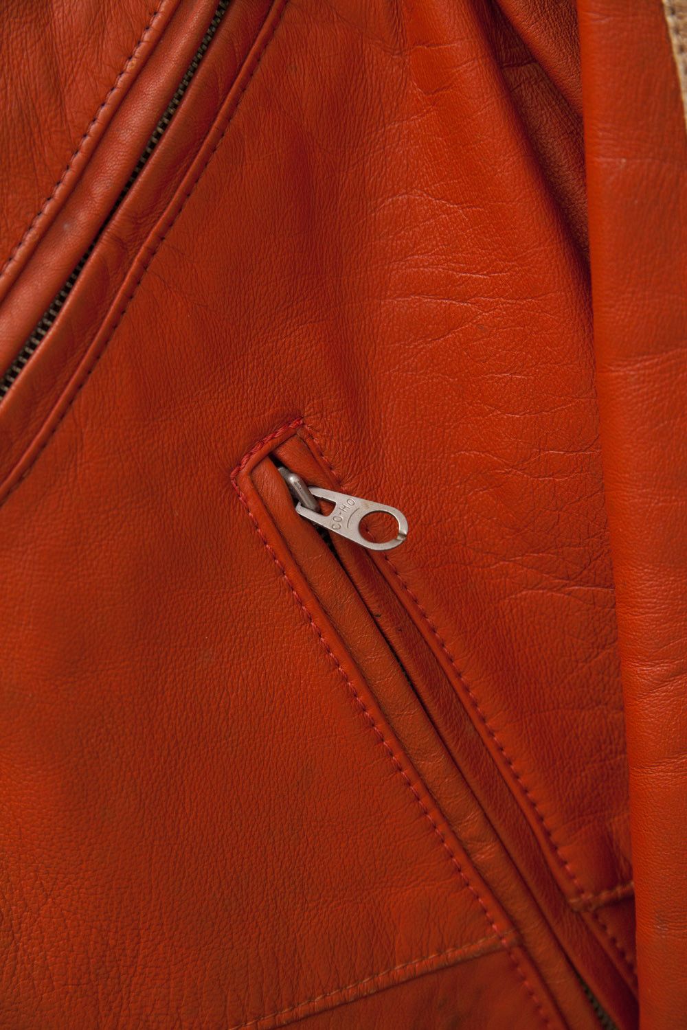 Honda 1970's Honda HM orange leather biker jacket Size US S / EU 44-46 / 1 - 6 Thumbnail