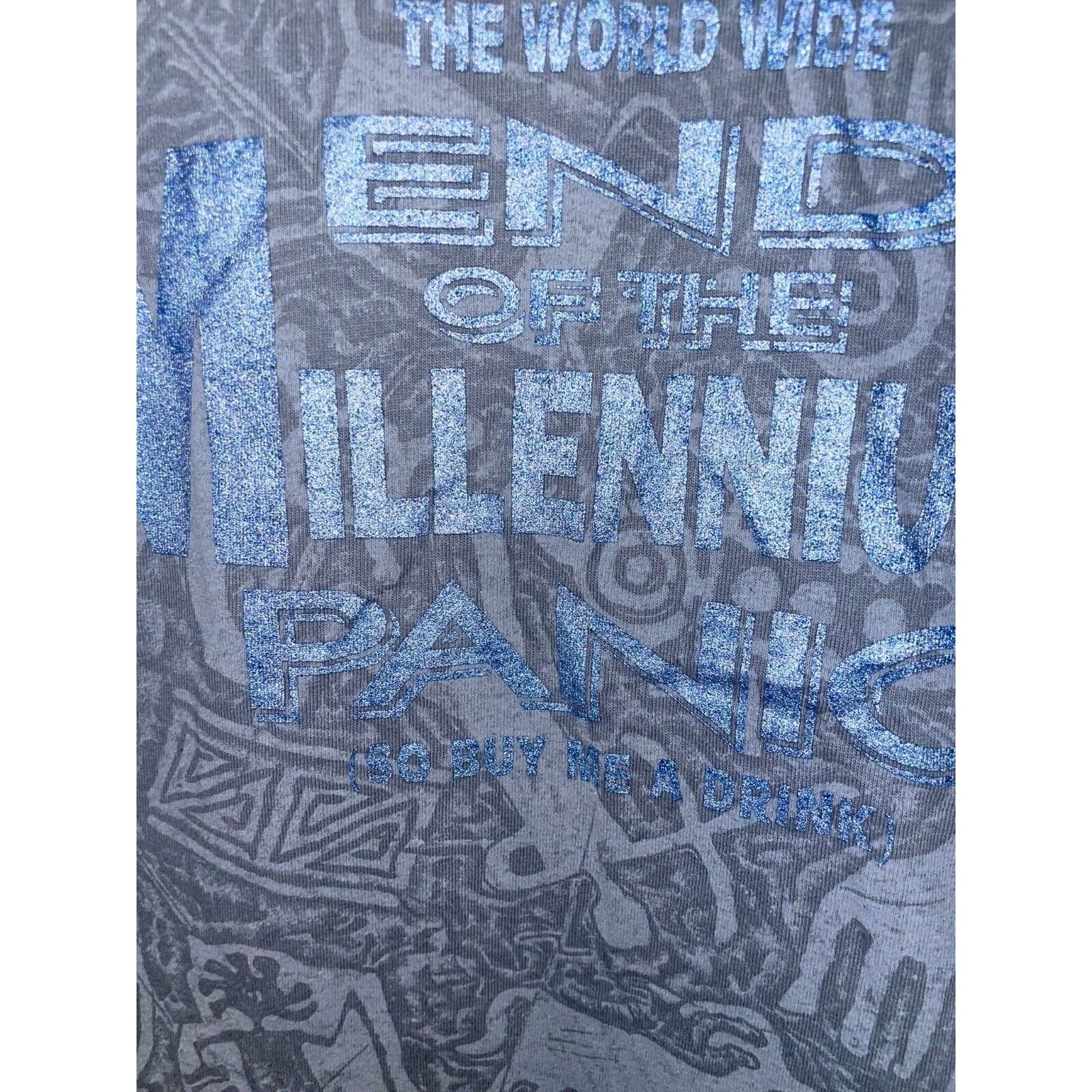 Jerzees Vintage End Of Millennium Shirt I Survived Panic AOP 90s VTG Size US M / EU 48-50 / 2 - 4 Thumbnail