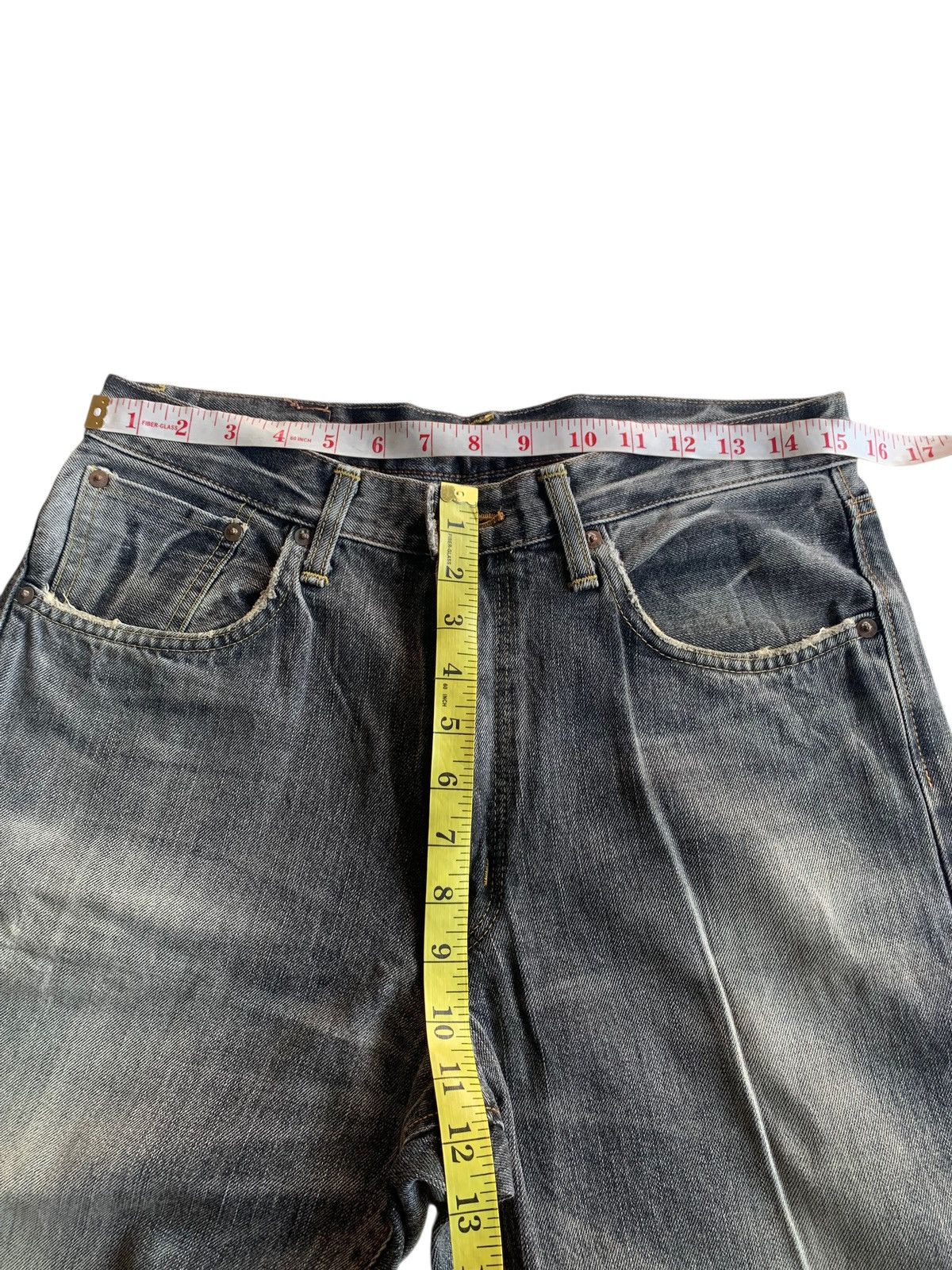 Edwin VINTAGE EDWIN 505Z SELVEDGE FADED & RUSTY DISTRESSED DENIM Size US 31 - 20 Thumbnail