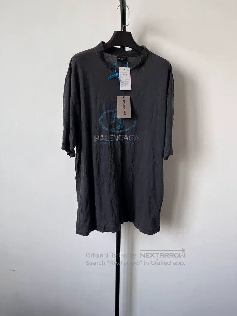 Balenciaga Balenciaga Distressed Blue Logo Alphabet Pattern Print Rou Size US S / EU 44-46 / 1 - 1 Thumbnail