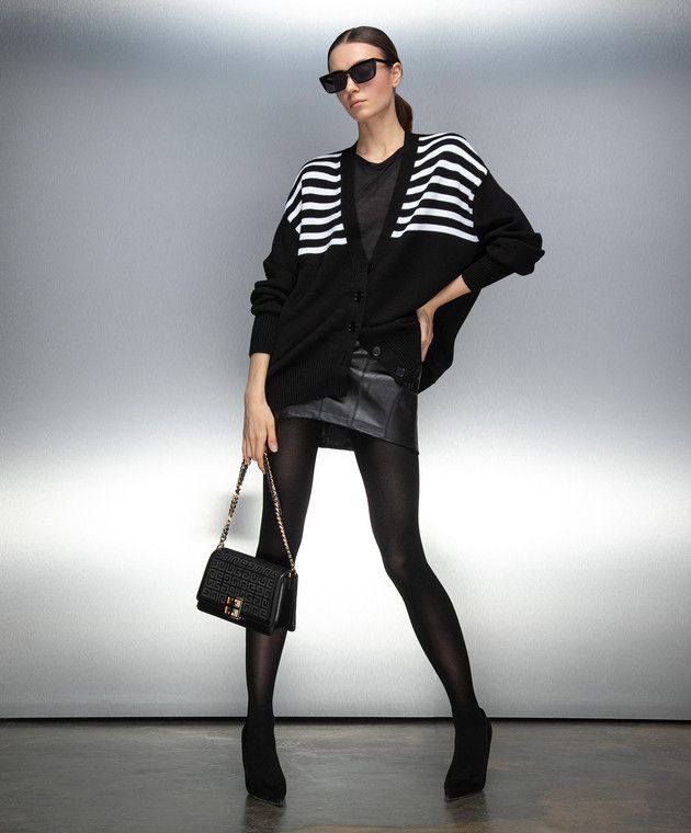 Givenchy o1w1db10325 V-Neck Cardigan in Black/White Size M / US 6-8 / IT 42-44 - 5 Thumbnail