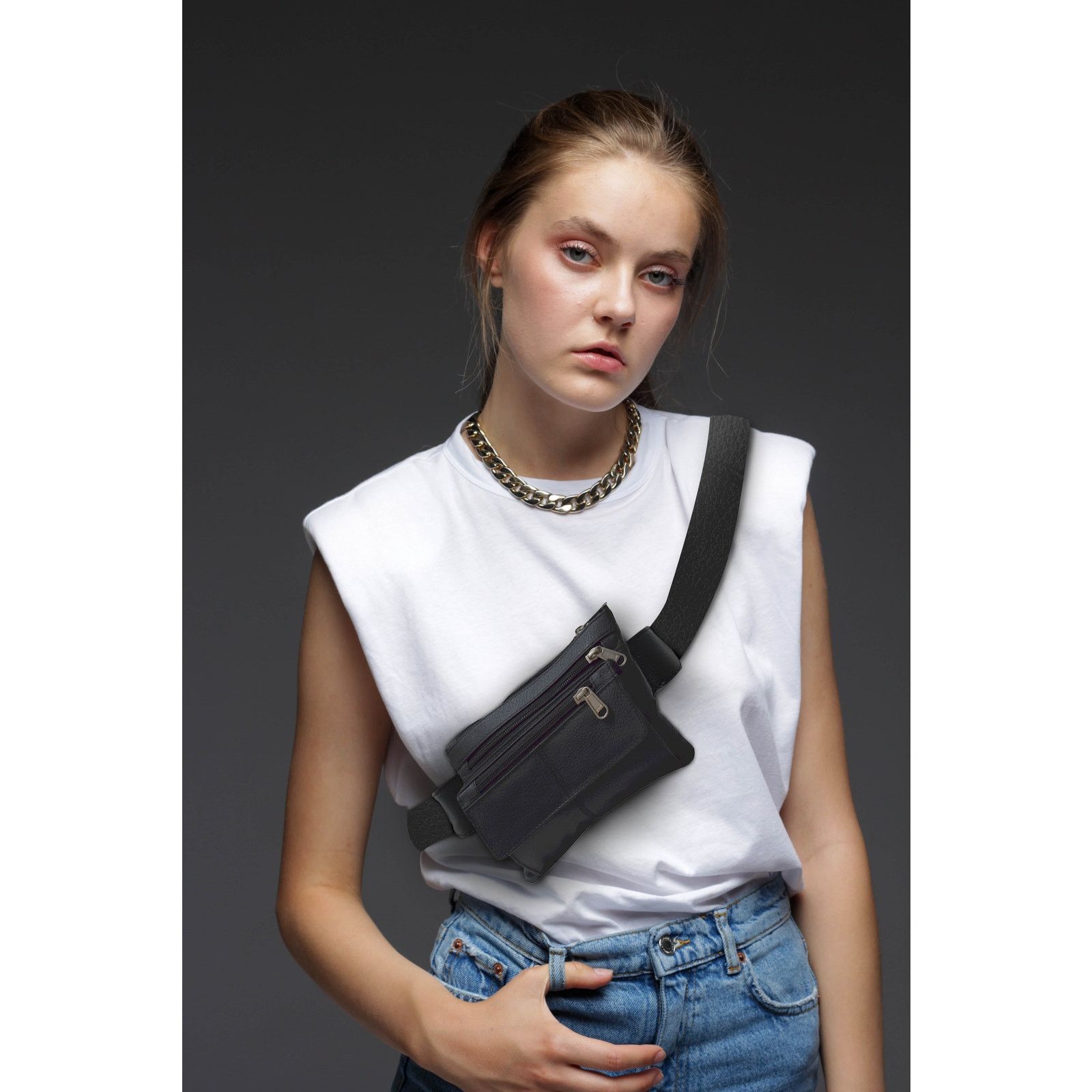 Handmade Women's Brand New Black Leather Crossbody Phone Bag Size ONE SIZE - 5 Thumbnail