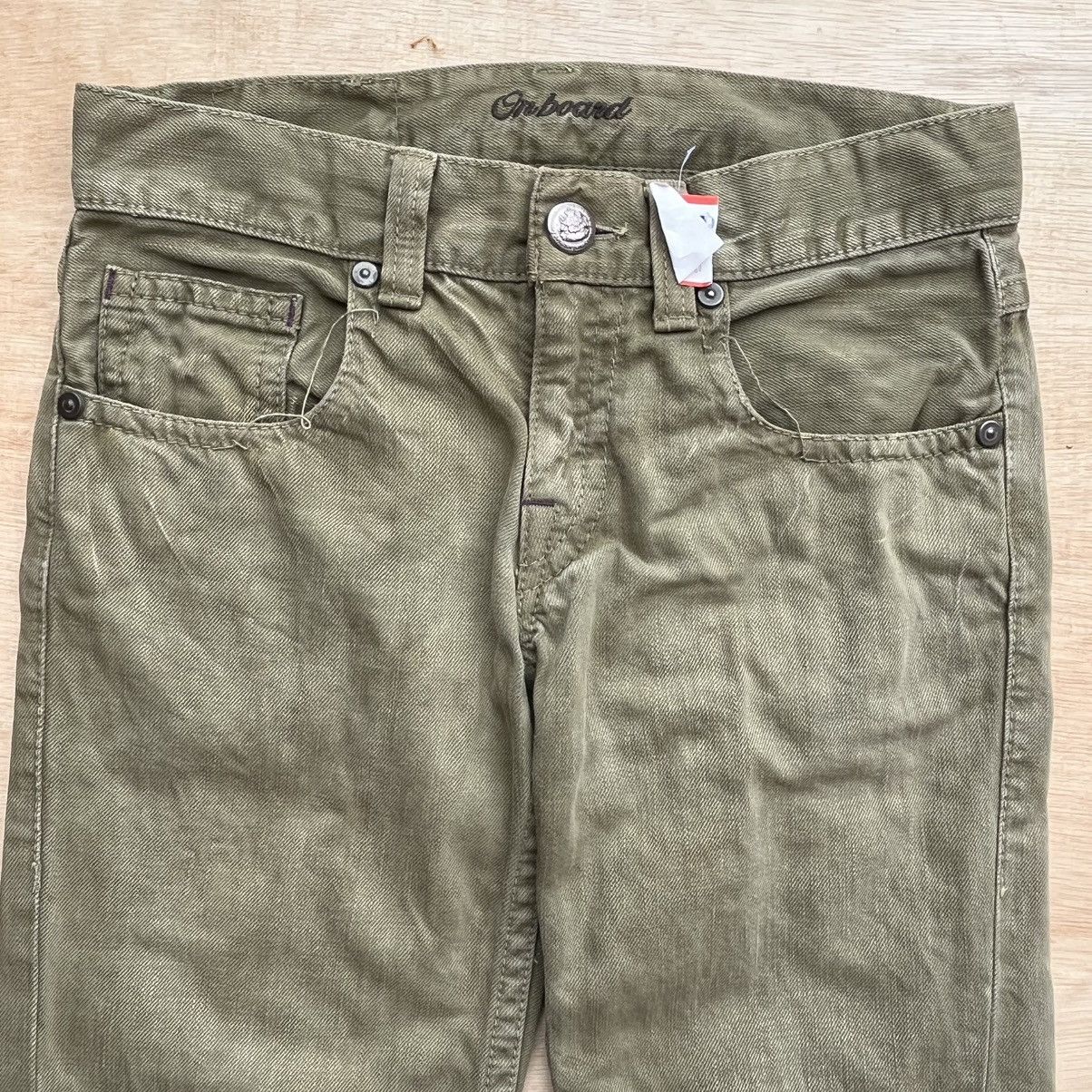 If Six Was Nine × Japanese Brand × Tornado Mart JAPANESE BRAND ON BOARD OLIVE GREEN FLARE DENIM Size US 31 - 2 Thumbnail