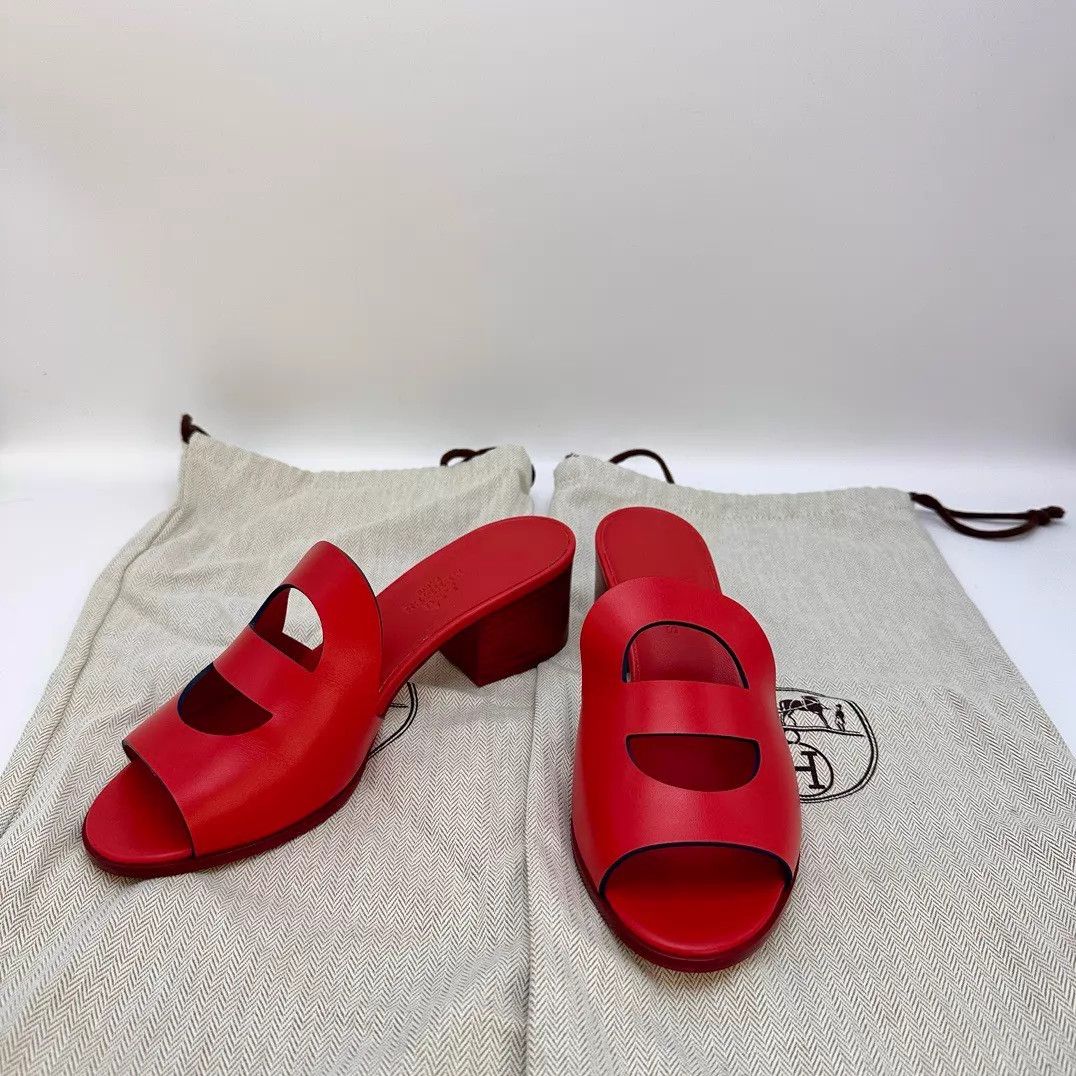 Hermes HERMES Red Pig Nose Slippers 36 Size US 5.5 / IT 35.5 - 1 Thumbnail