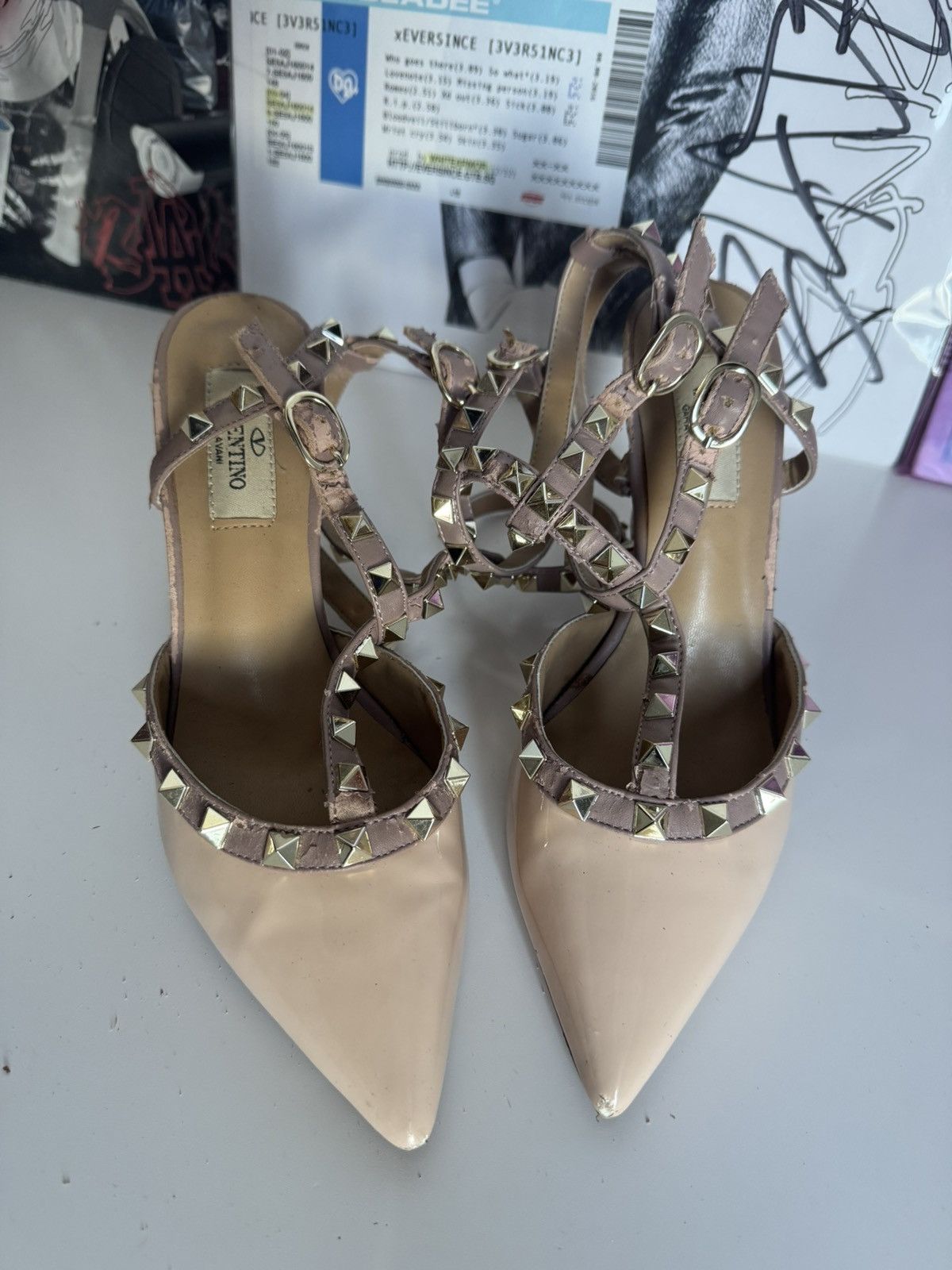 Valentino Valentino Garavani Rockstud Patent Leather Heels – Nude Size US 7 / IT 37 - 10 Thumbnail