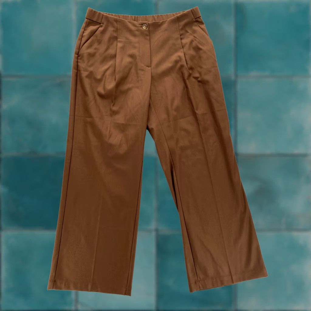 J. Jill J. Jill Wide Leg Pants Women's 12P Petite Chestnut Brown Stretch Pleated Preppy Pants Size 34" / US 12 / IT 48 - 1 Thumbnail