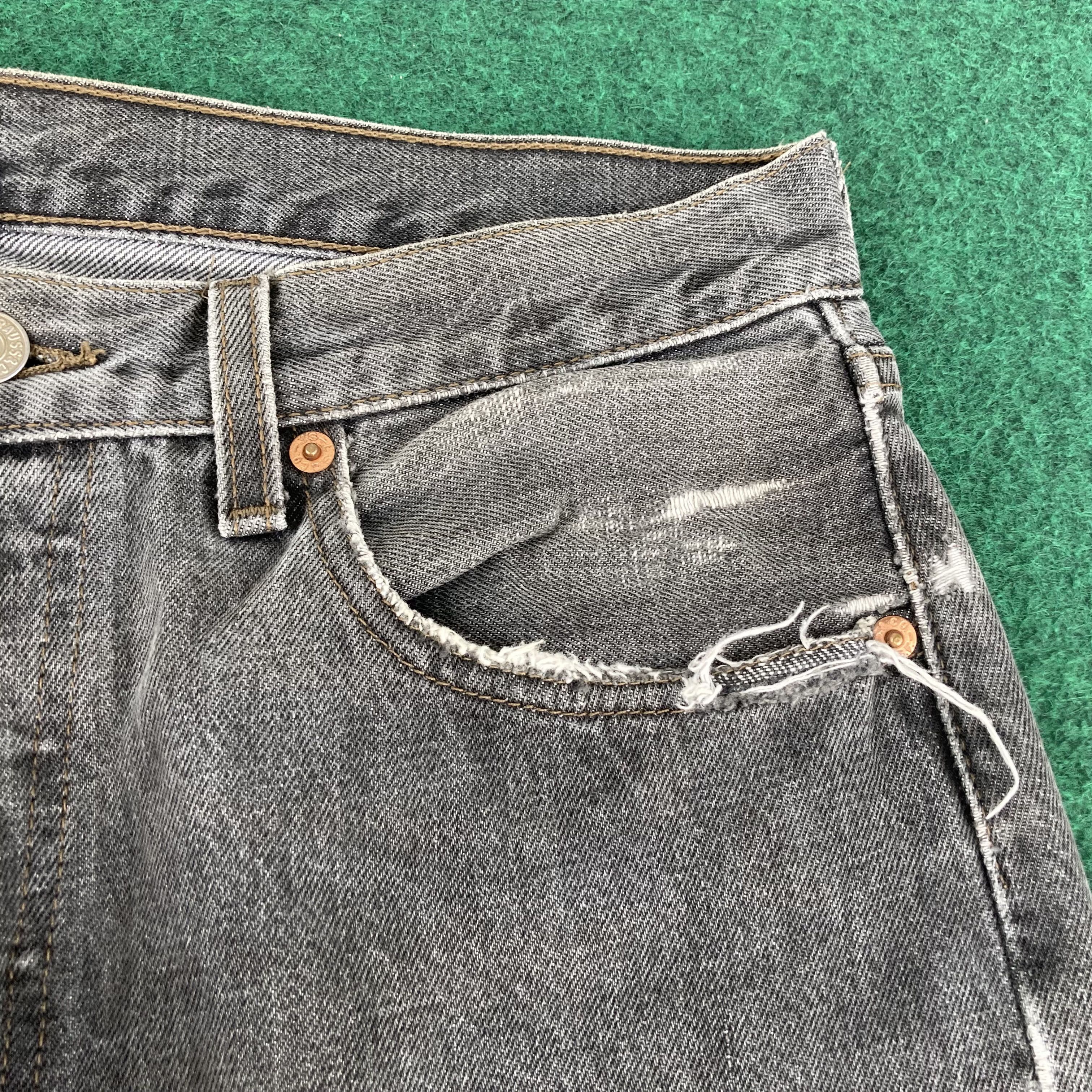 Levi's × Vintage Vtg Levis 501 Distressed Ripped Punk Grunge Black Jeans Size US 31 - 8 Thumbnail