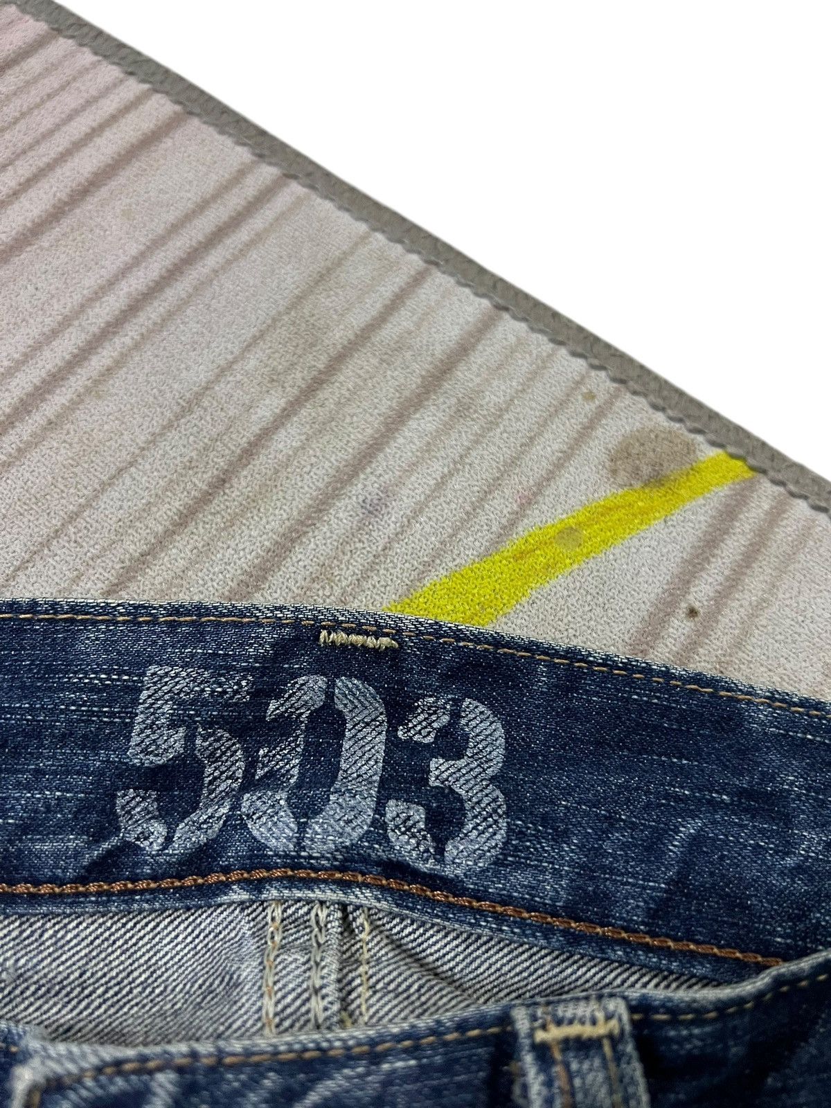Edwin × If Six Was Nine × Le Grande Bleu (L.G.B.) 💥FLARE💥VINTAGE EDWIN 503 BLUE TRIP DISTRESS FADED JEANS Size US 34 / EU 50 - 9 Thumbnail