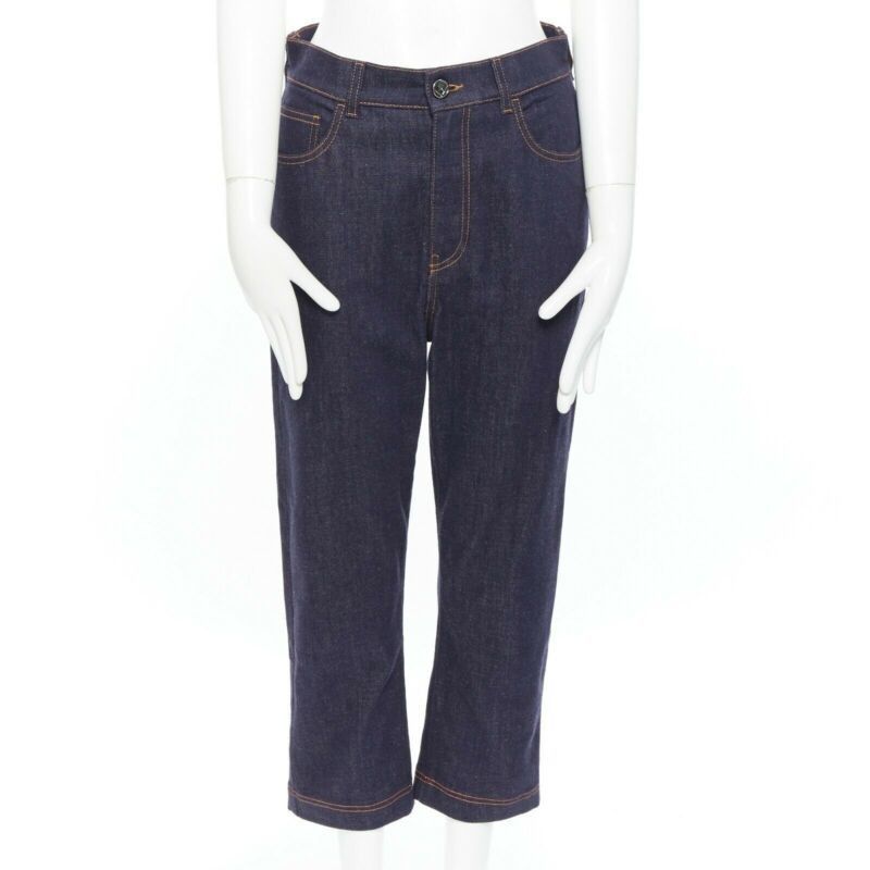Fendi FENDI PF18 indigo blue crisp denim straight jeans 3/4 heart embroidery IT40 S Size 27" / US 4 / IT 40 - 1 Thumbnail