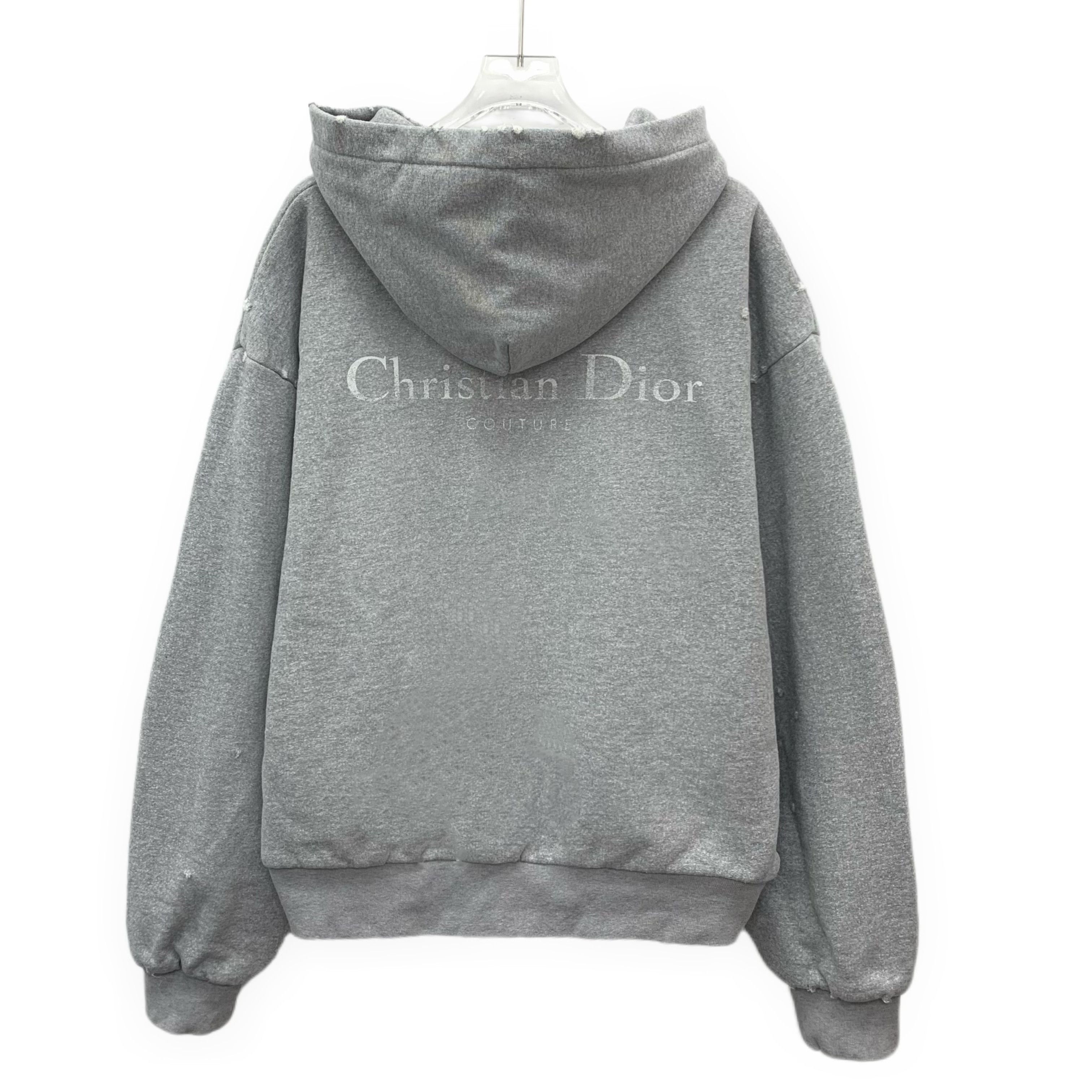 Dior Dior Distressed Logo Hoodie Grey (S) Size US S / EU 44-46 / 1 - 2 Thumbnail