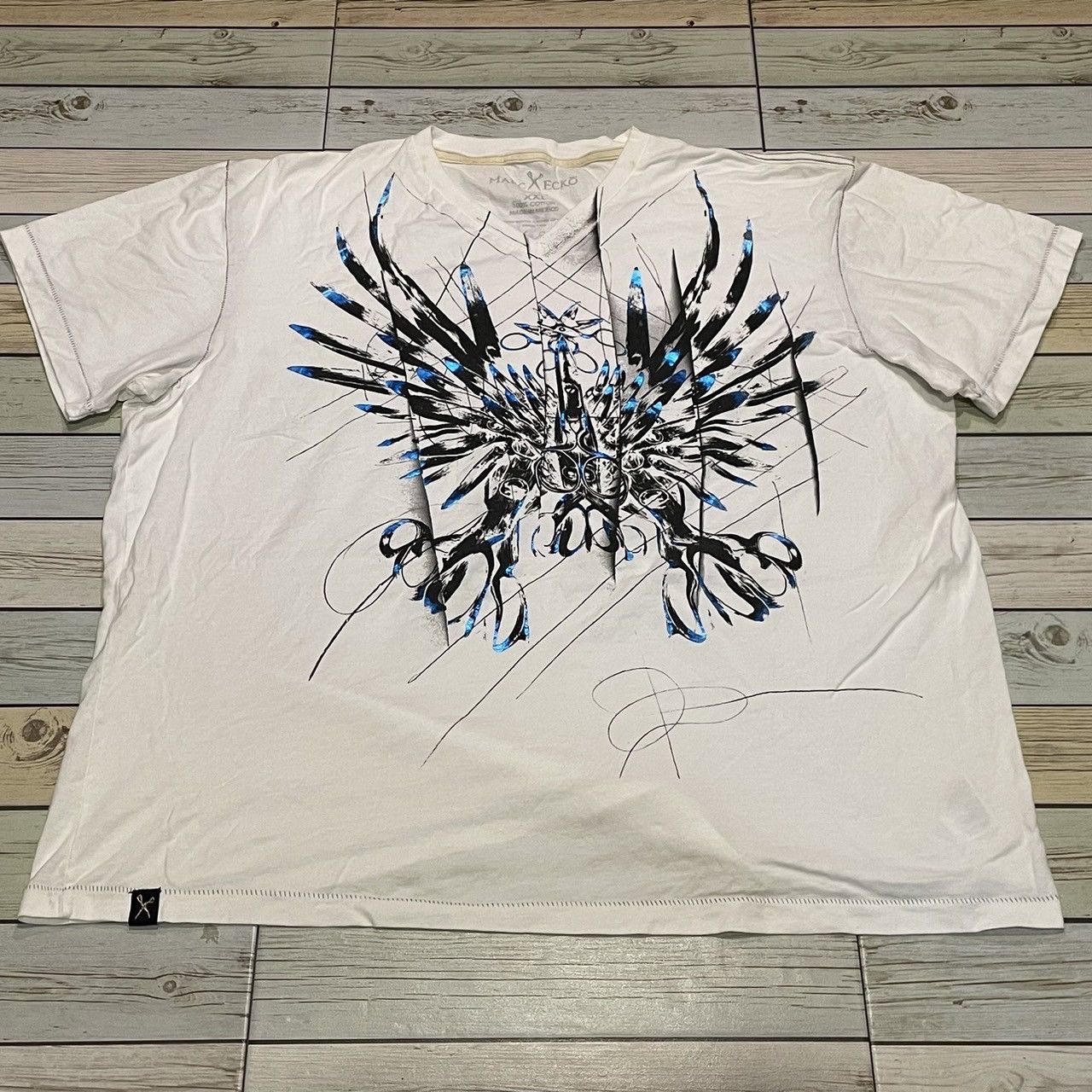 Affliction × Marc Ecko × Tapout Rare Marc Ecko Wings Cross Tee Y2K Affliction Style Size US XXL / EU 58 / 5 - 1 Thumbnail