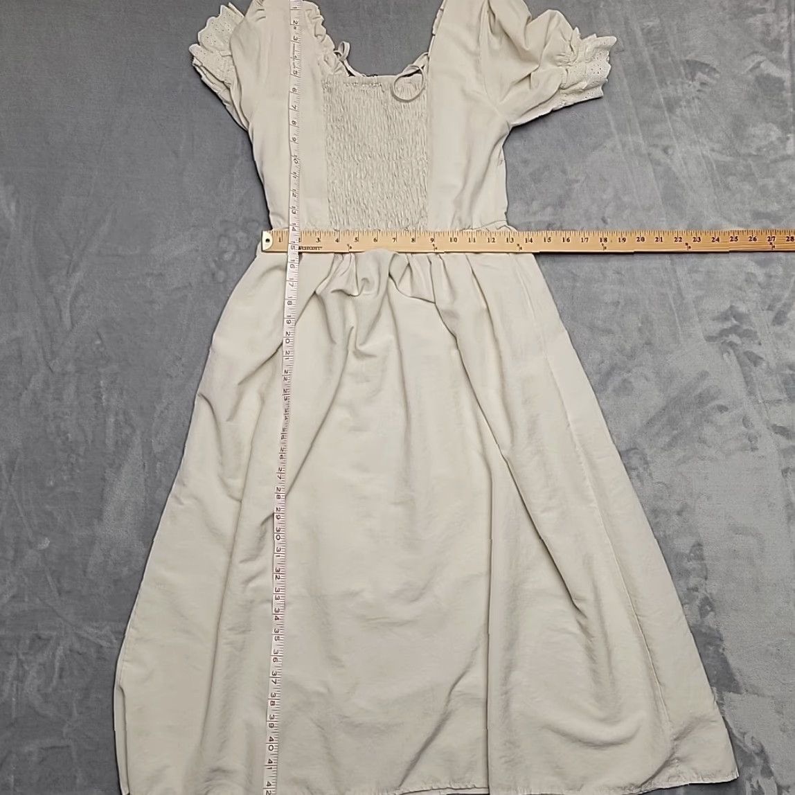 Vintage VINTAGE Scarlet Darkness Dress Womens S Ivory Lace Up Puff Sleeve Cottagecore Milk Maid Size S / US 4 / IT 40 - 4 Thumbnail