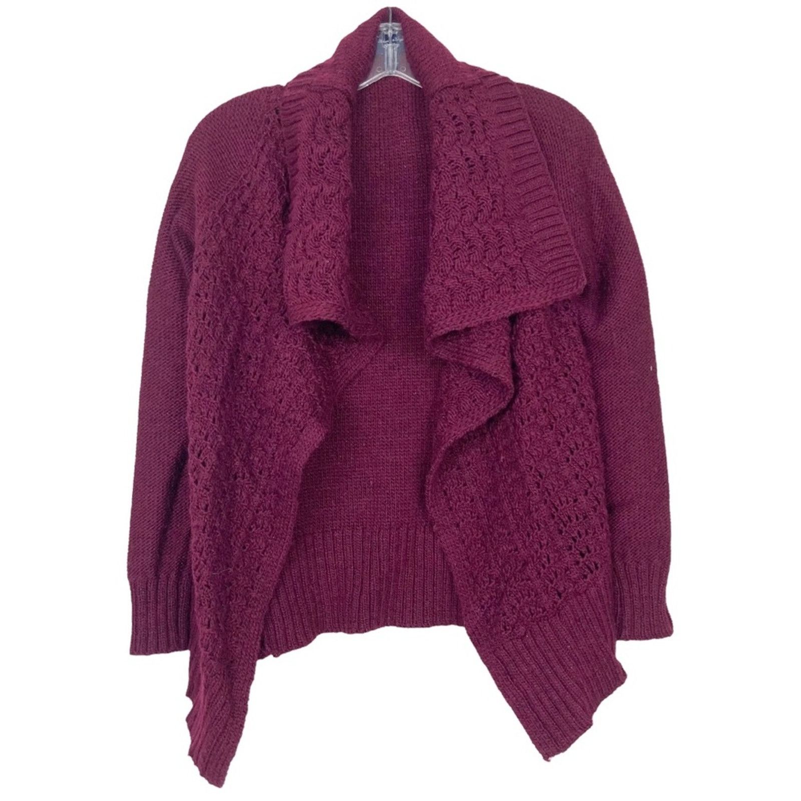 American Eagle Outfitters American Eagle Maroon Knit Sparkle Wool Blend Cardigan Sz S Size S / US 4 / IT 40 - 1 Thumbnail