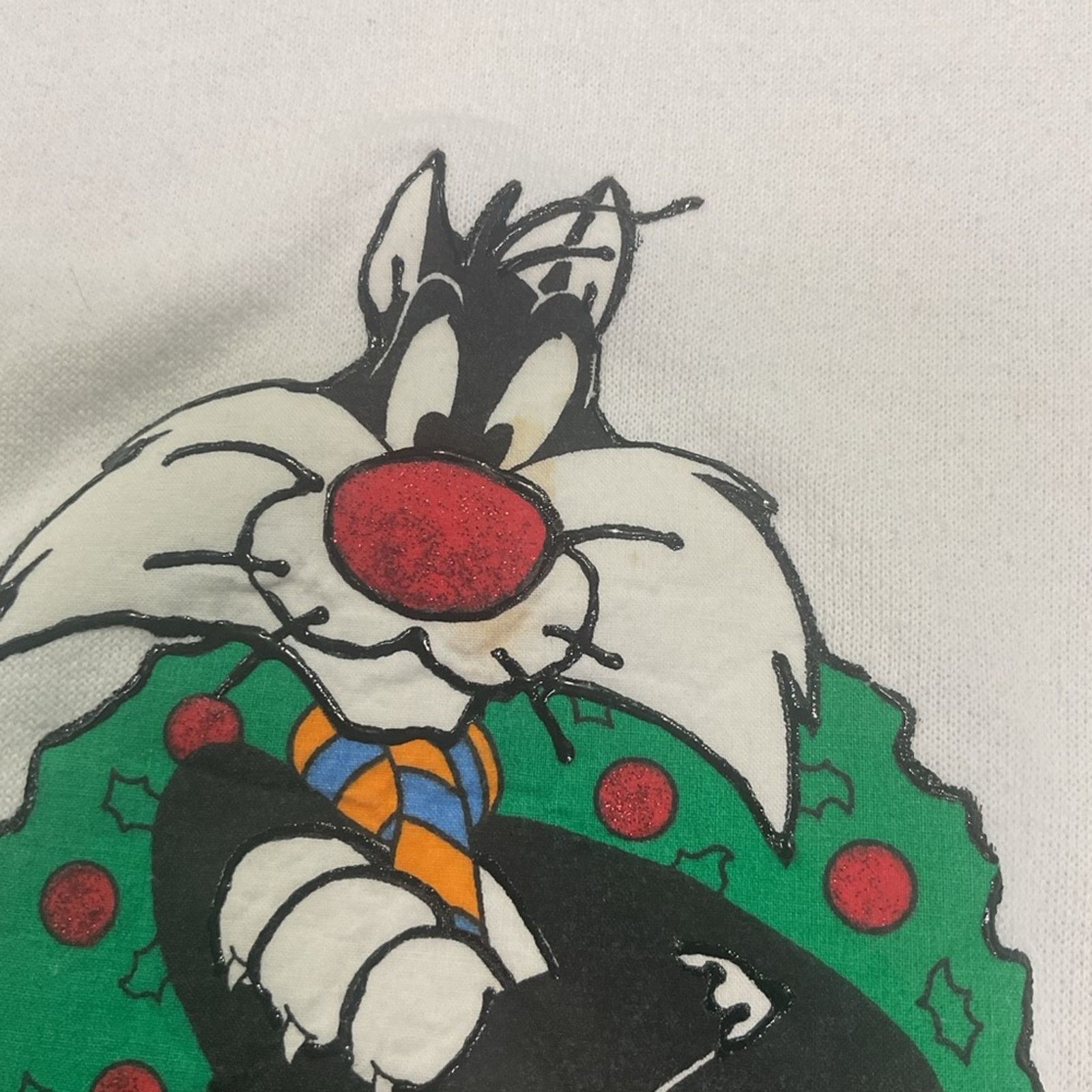 Hanes Vintage 90s Christmas Sylvester the Cat Sweater Size US S / EU 44-46 / 1 - 5 Thumbnail