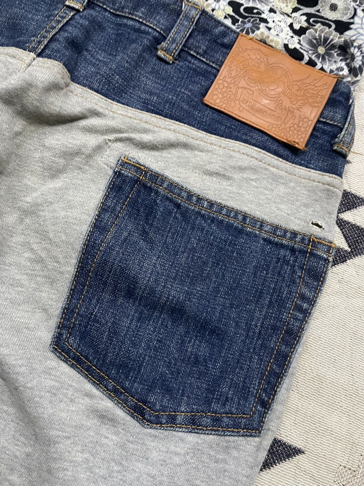 Karakuri Tamashii 90s CHIGIRI DOUBLE WAIST RARE COTTON/DENIM JEANS Size US 31 - 18 Thumbnail