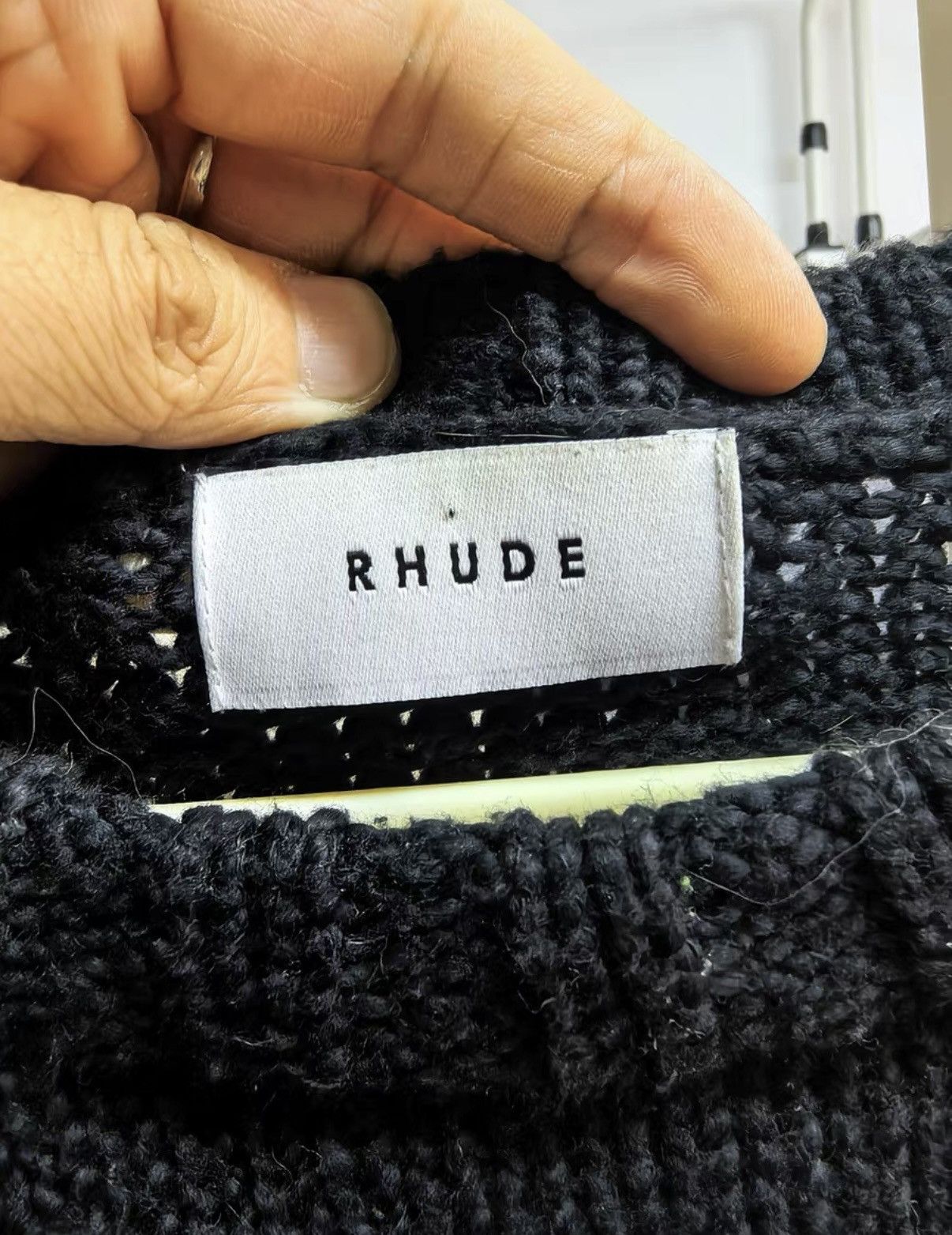 Rhude RHUDE Black and White Checkerboard Knit Sweater Size US XL / EU 56 / 4 - 2 Thumbnail