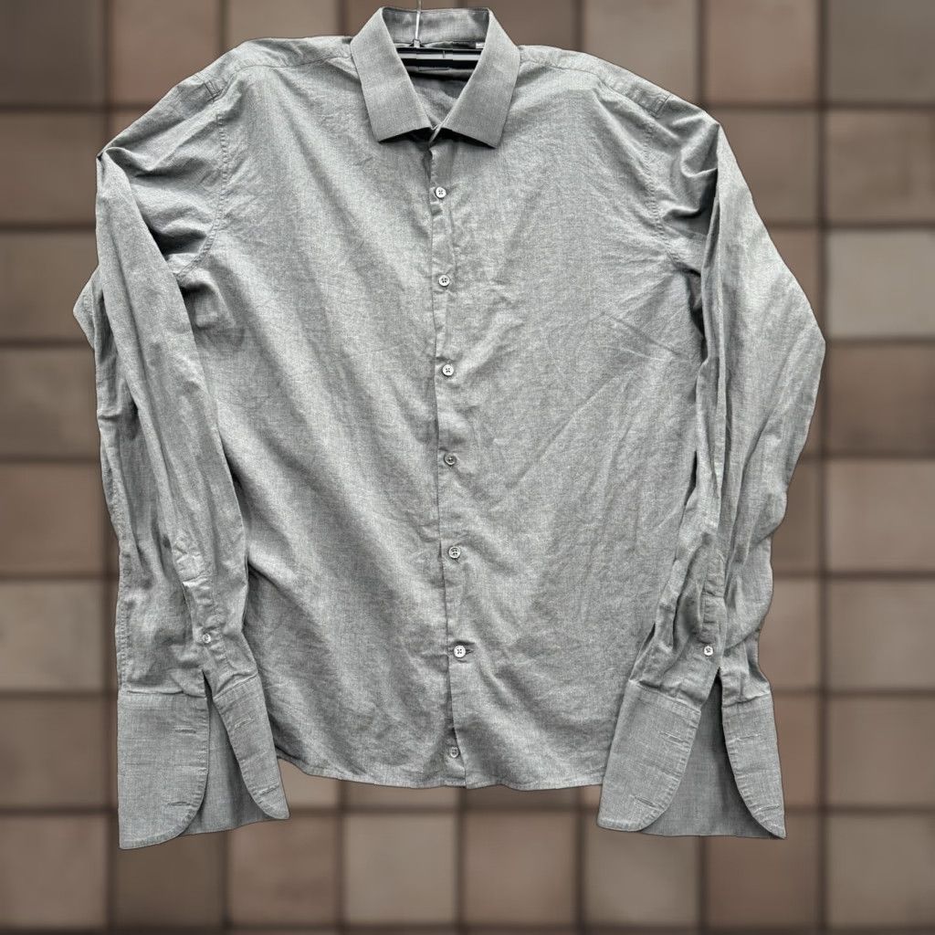 John Varvatos John Varvatos Shirt Men 17 36/37 Gray Slim Dress Shirt Button French Cuff Office Party 48 in 29 in Solid Gray Size US XL / EU 56 / 4 - 1 Thumbnail