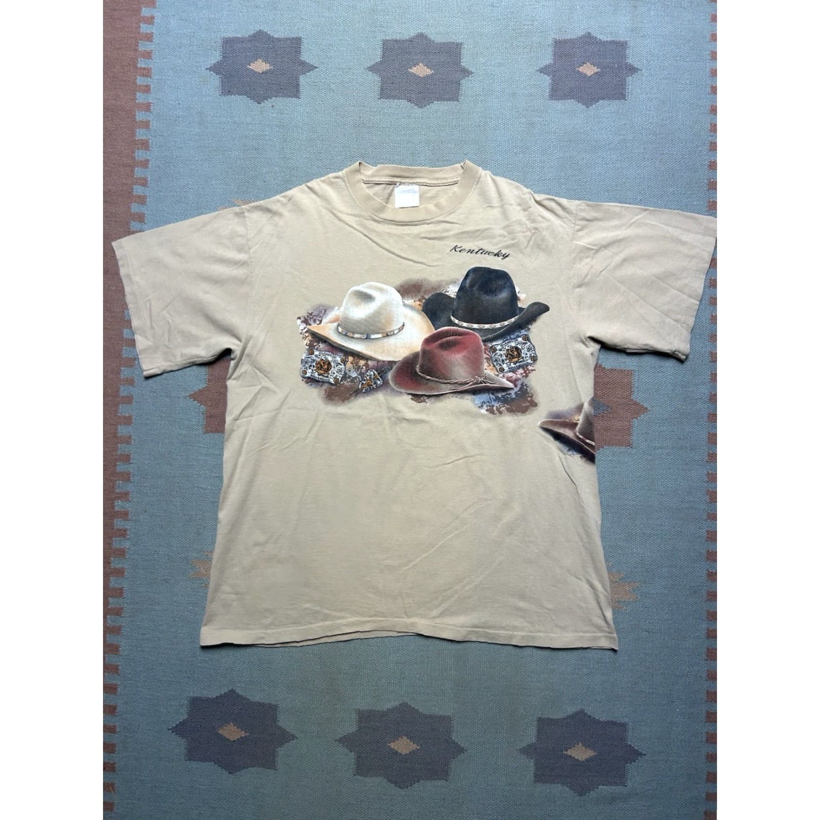 Vintage VINTAGE Kentucky Cowboy Hats Western Single Stitch T-Shirt Adult XL Beige Shirt Mens Size US XL / EU 56 / 4 - 2 Thumbnail