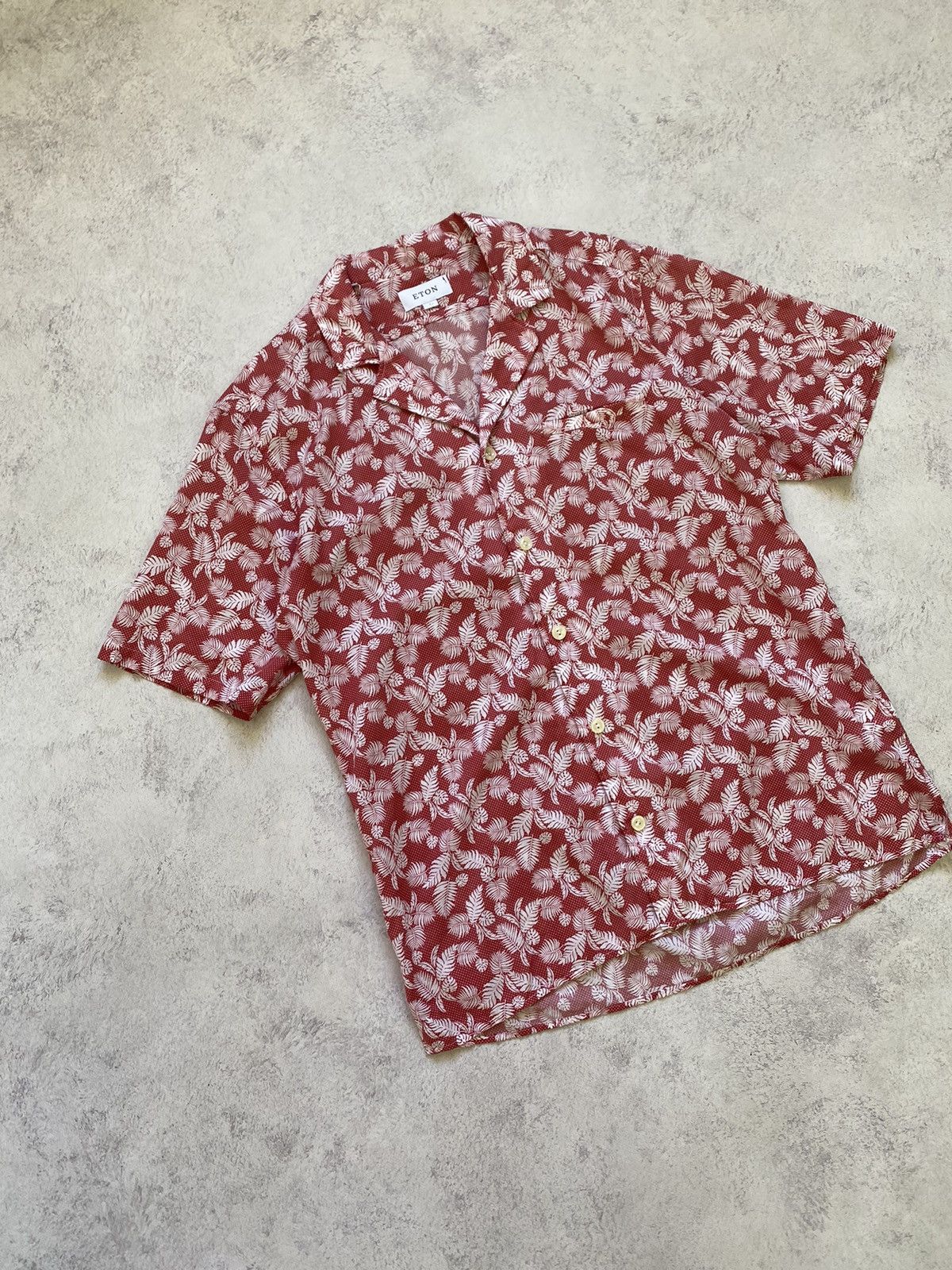 Eton Eton Mens Hawaiian Red Button Up Shirt Size L Size US L / EU 52-54 / 3 - 3 Thumbnail