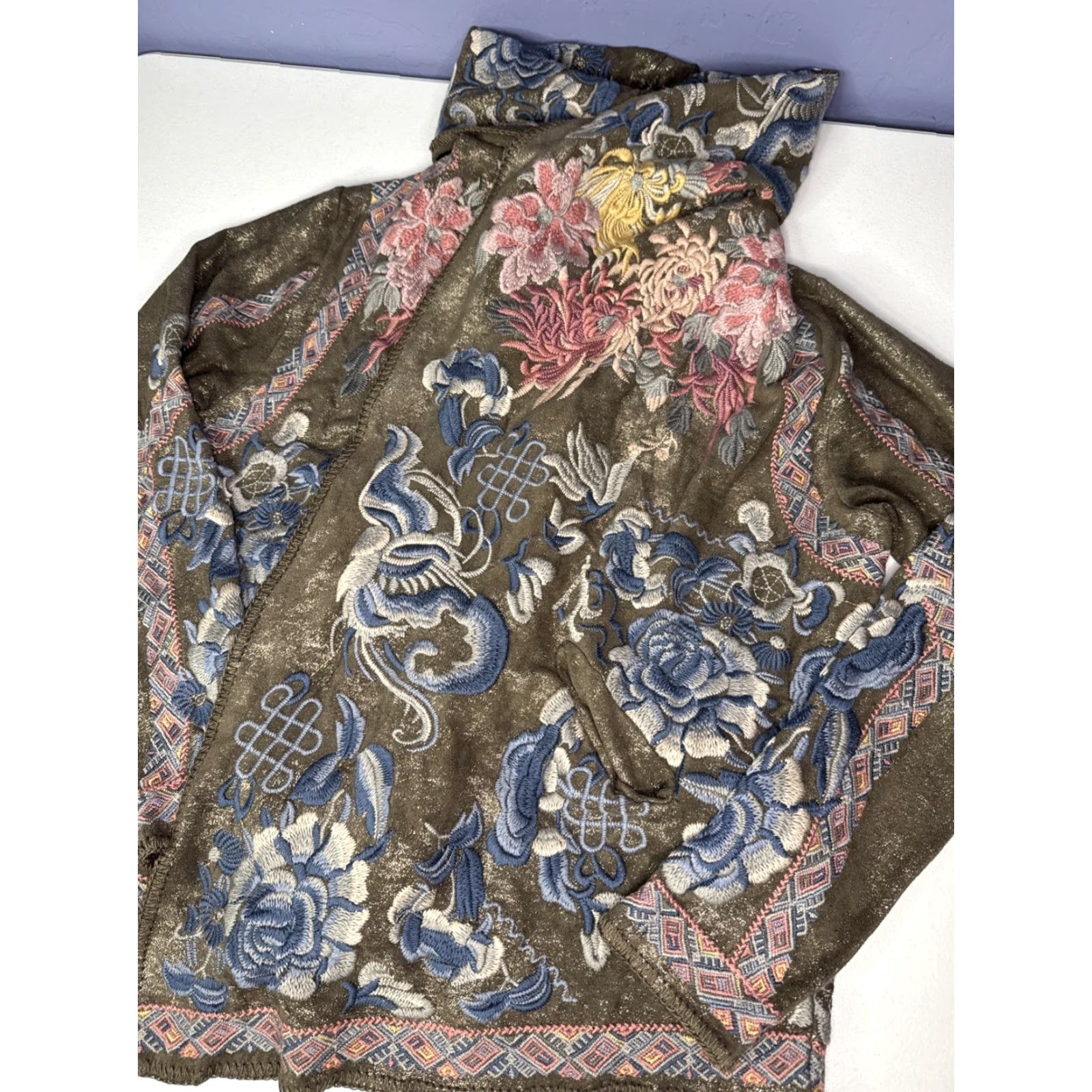 Johnny Was Johnny Was Wrap Hoodie Cardigan Sweater Sz M Embroidered Metallic Floral Multicolor Long Sleeve Jacket Women Kimono Size M / US 6-8 / IT 42-44 - 4 Thumbnail