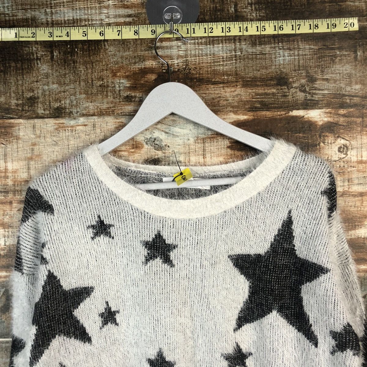 Japanese Brand DL Culots Star White Mohair fur shag Knitwear #C367 Size M / US 6-8 / IT 42-44 - 4 Thumbnail